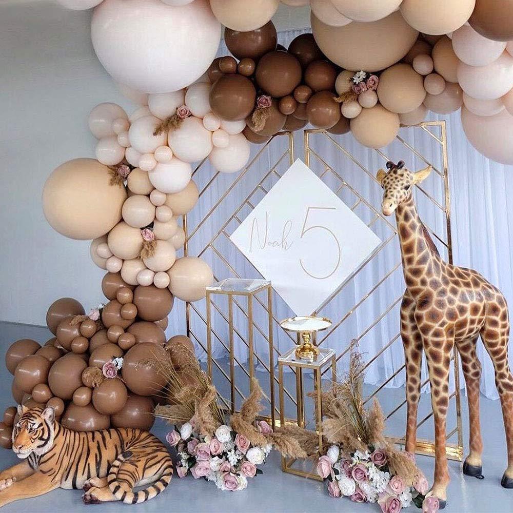 EASUTE Brown Balloons Garland Arch Kit Double-Stuffed Nude Balloons Tan Coffee Brown Blush Neutral Balloons Jungle Theme Woodland Baby Shower Birthday Party Decorations