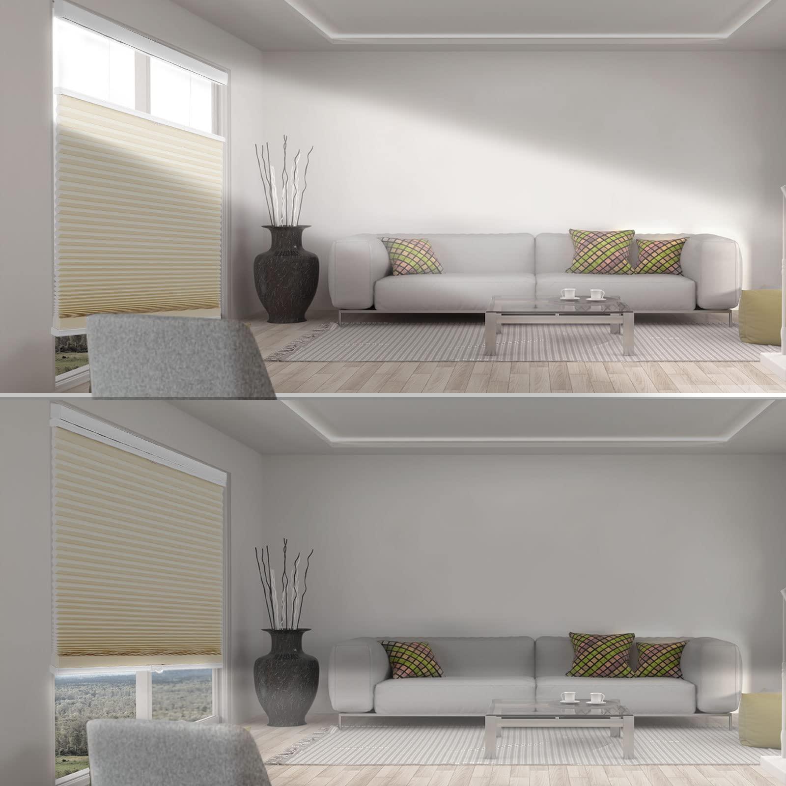 MYshade MYshade Top Down Bottom Up Shades Light Filtering Shade Cordless Blinds for Indoor Windows Honeycomb Cellular Sheer Window Blinds & Shades Easy to Install 41" W X 72" H (Beige)