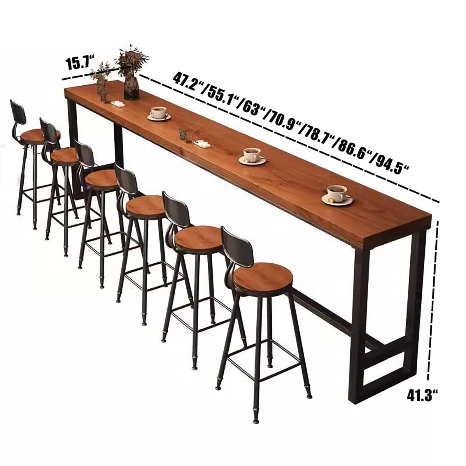 Hwijk Farmhouse Bar Table Pine Wood Rectangular Bar Height Table Industrial Tall Kitchen Dining Table Long Bar Table Counter Height Table for Coffee Shop Small Space,No Stool