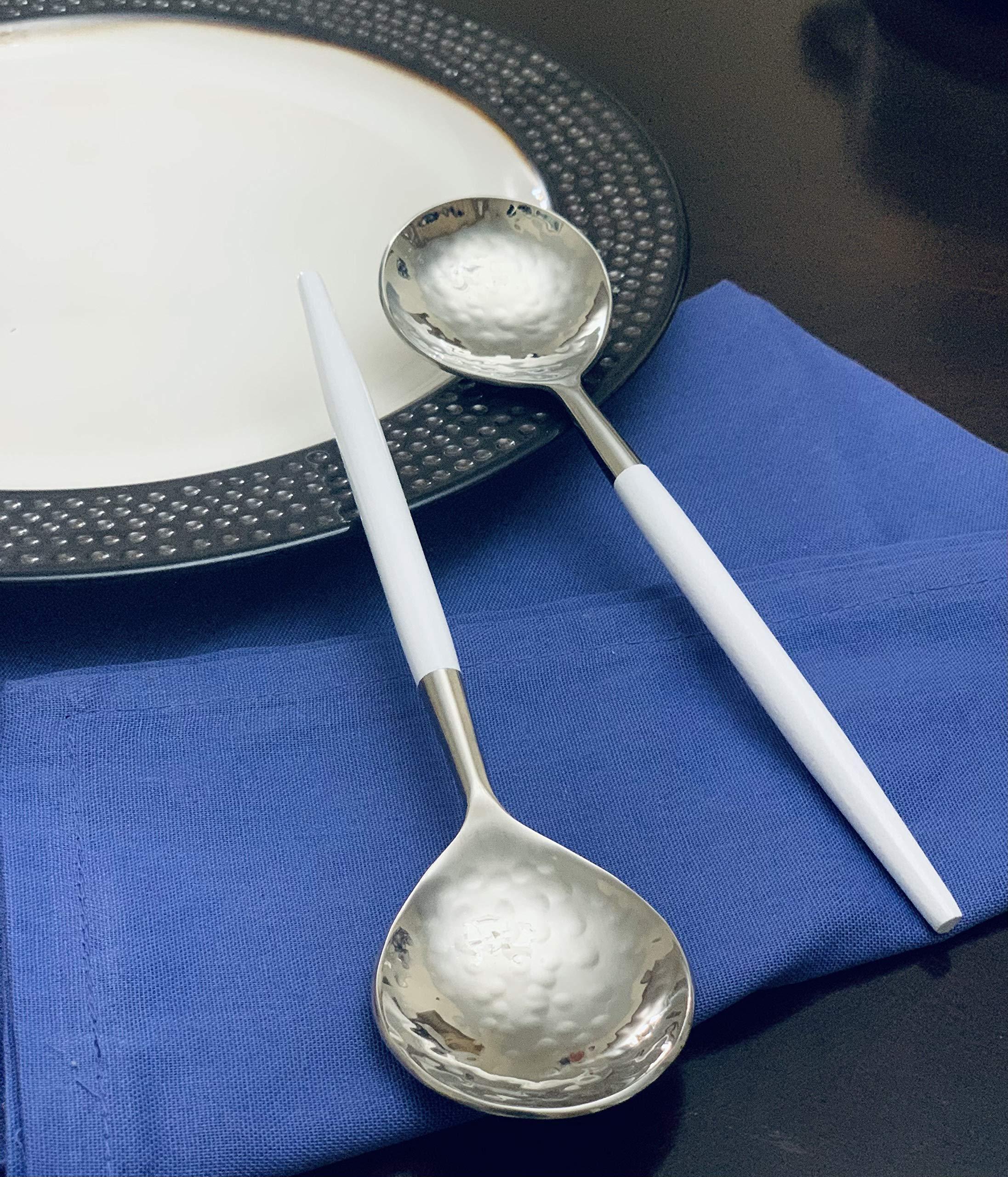 VIBHSA Vibhsa 6-PC Stainless Steel Soup Spoon (Hammered Mouth, White)