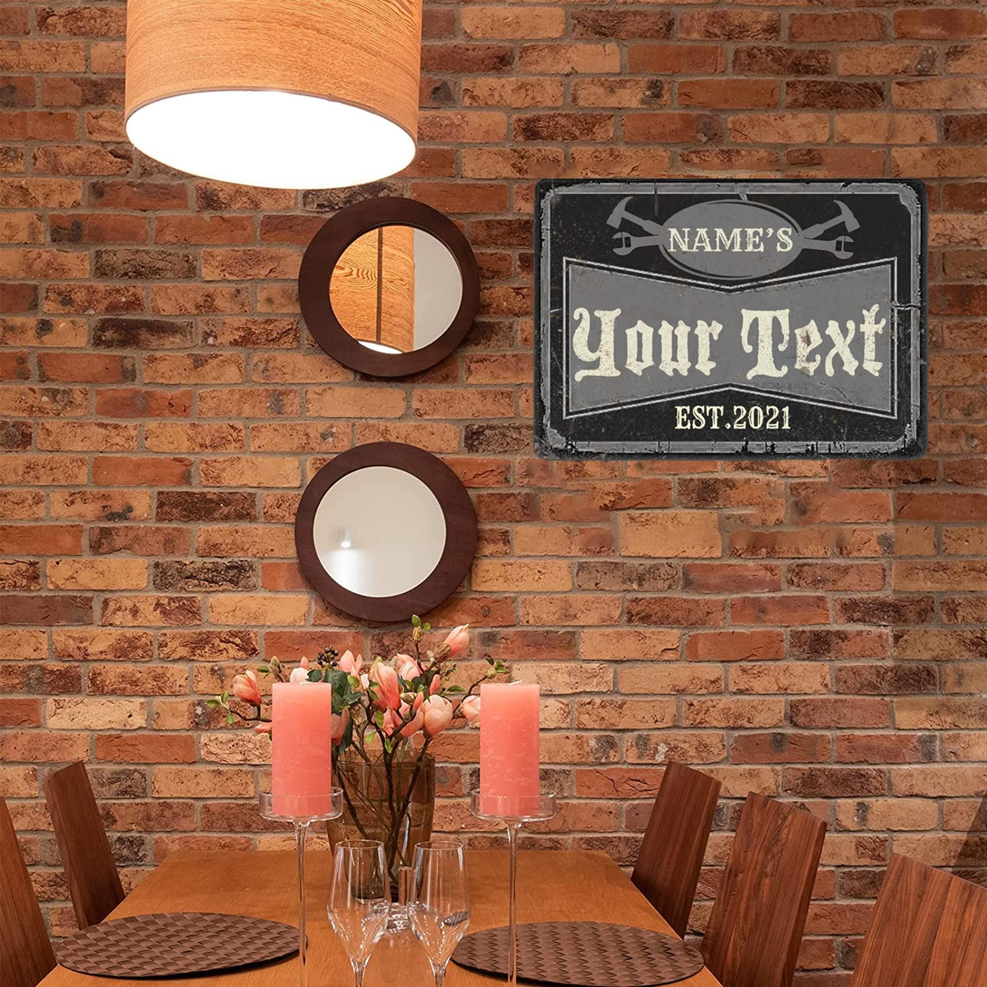 HomeLoft Basics Custom Metal Signs Personalized Retro Wall Art with Your Text for Business Shop Bar Backyard Decor Plate Creative Gifts