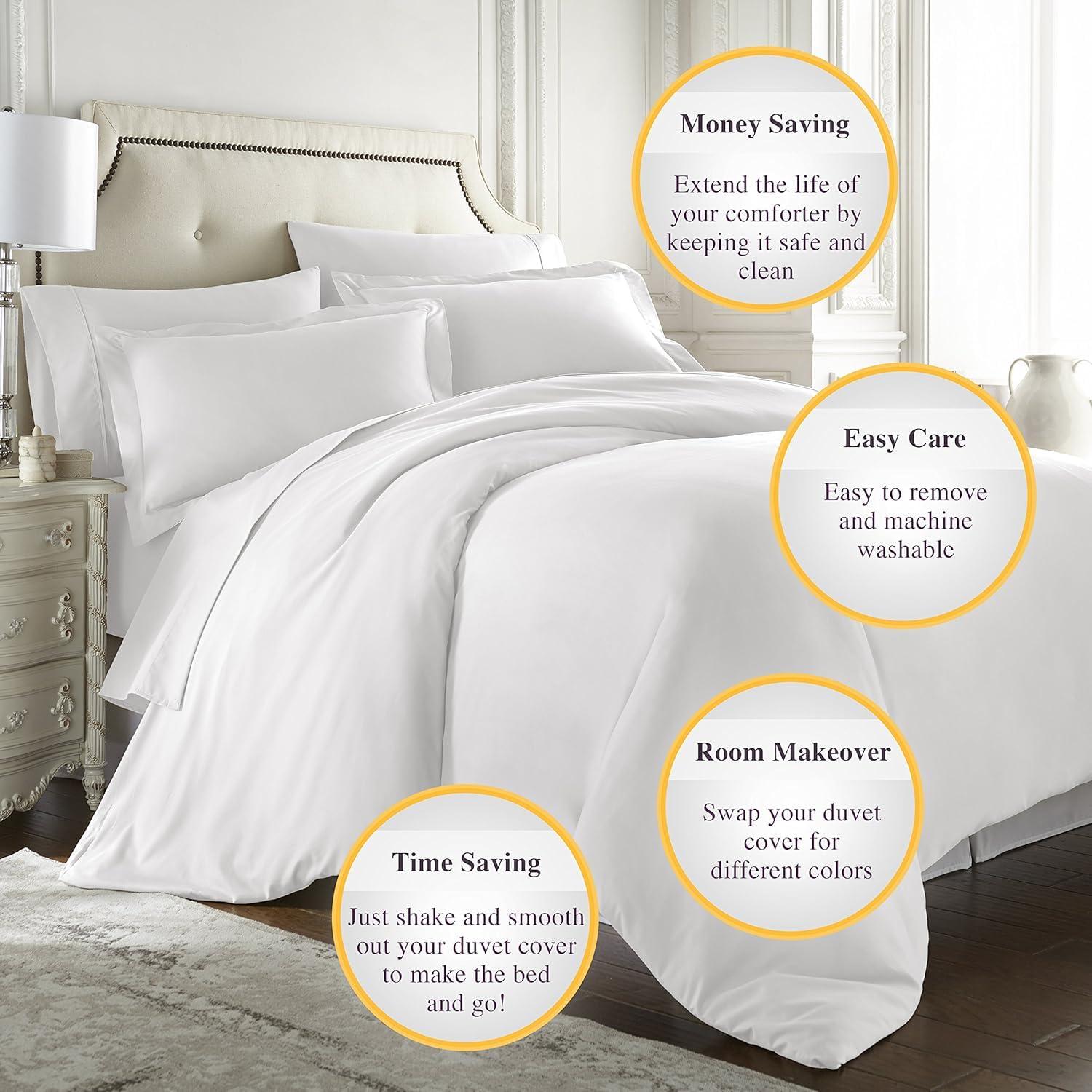 Cotton Home 100% Supima Cotton Duvet Cover, 1 Pieces 500-TC Luxury Soft Bedding Set with Zipper Closure, Oversize Queen (98 x 98), Navy Blue Stripe