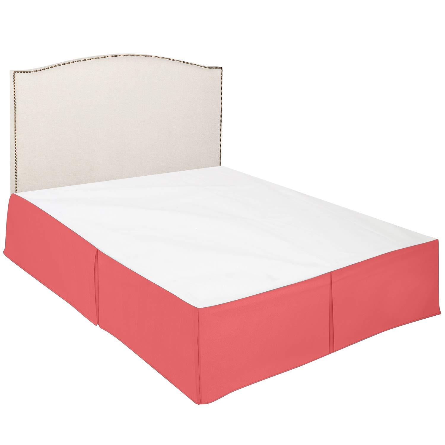 Craft Bedding Ultra Soft Tailored Box Pleated Coral Pink Bed Skirt 20" Drop 60 x 80Inches Cotton 1000 Series Hotel Quality Split Corner Queen Bed Skirt Wrinkle & Fade Resistant Bed Cover Skirt