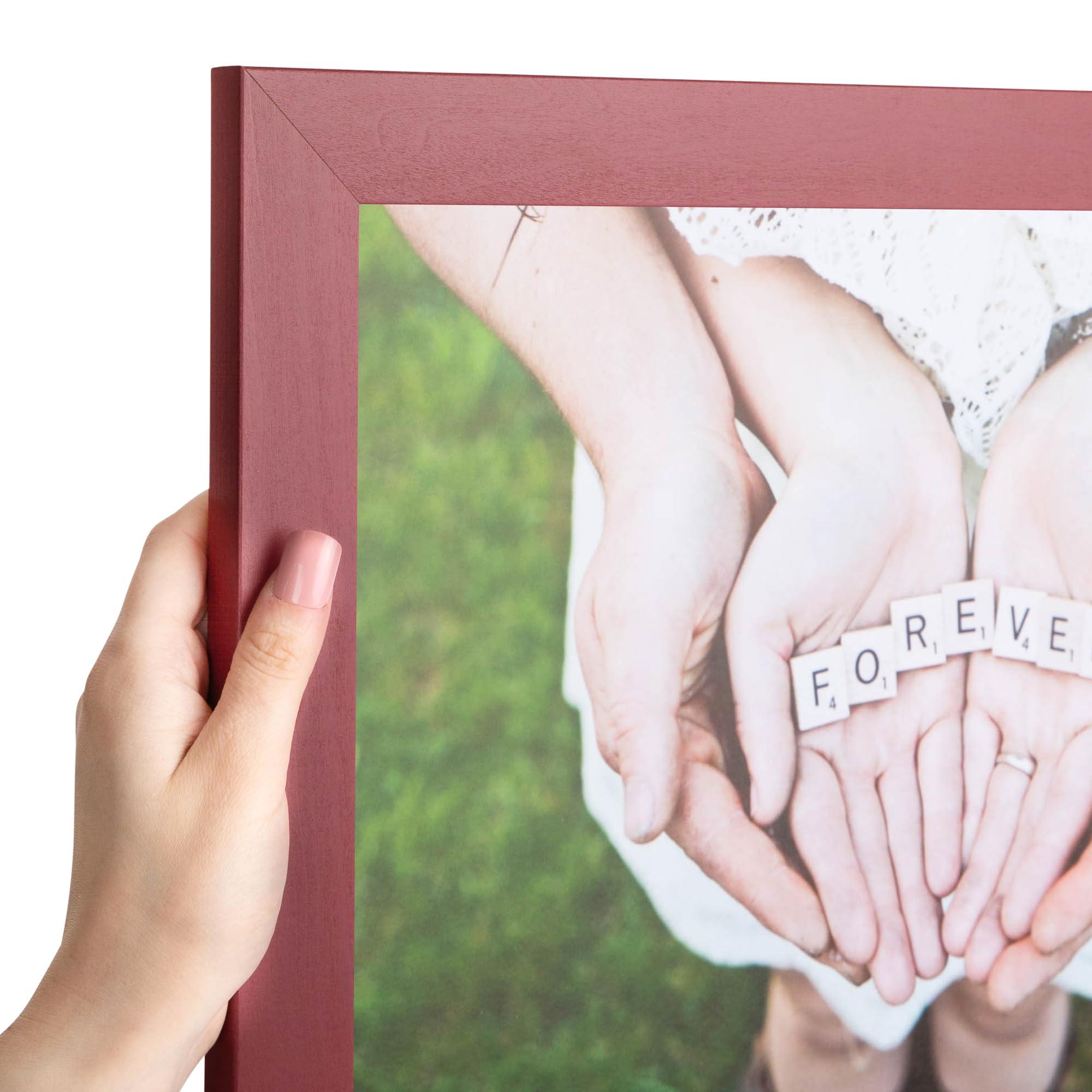 ArtToFrames ArtToFrames 12x12 Inch Red Picture Frame, This 1.38 Inch Custom Wood Poster Frame is Red - Comes with Foam Backing 3/16 inch and Regular Glass (FBPL0066-81792-YRED-12x12)