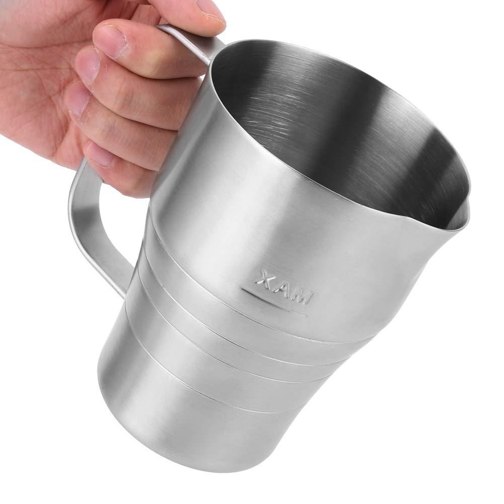 Gsycle Milk Frothing Pitcher, Stainless Steel Milk Frother Cup 900ml Milk Container Milk Steamer Cup Milk Container with Scale for Latte Art