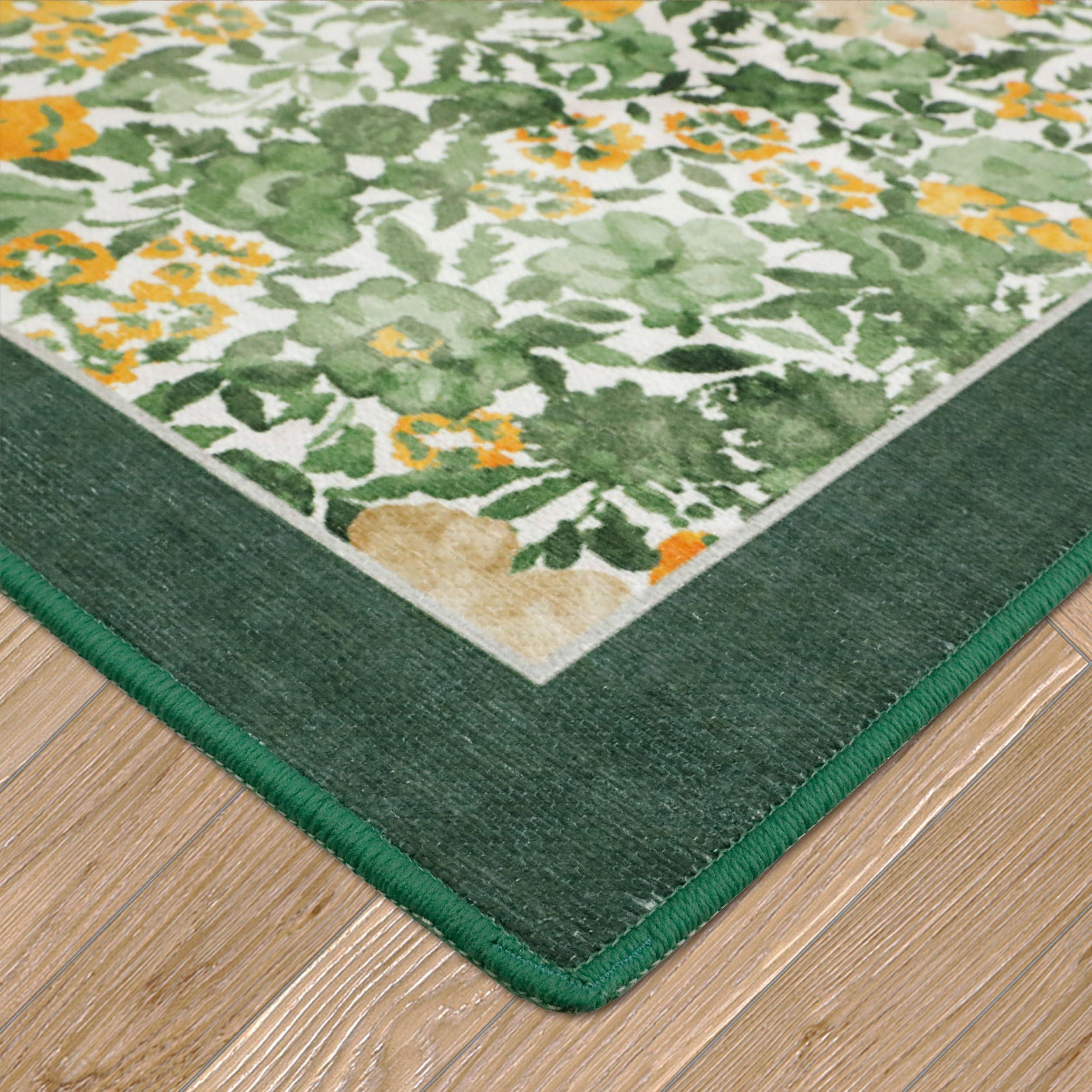 Laura Ashley Laura Ashley Green Lovestone Floral Machine Washable & Slip Resistant 26\" x 60\" Runner Rug