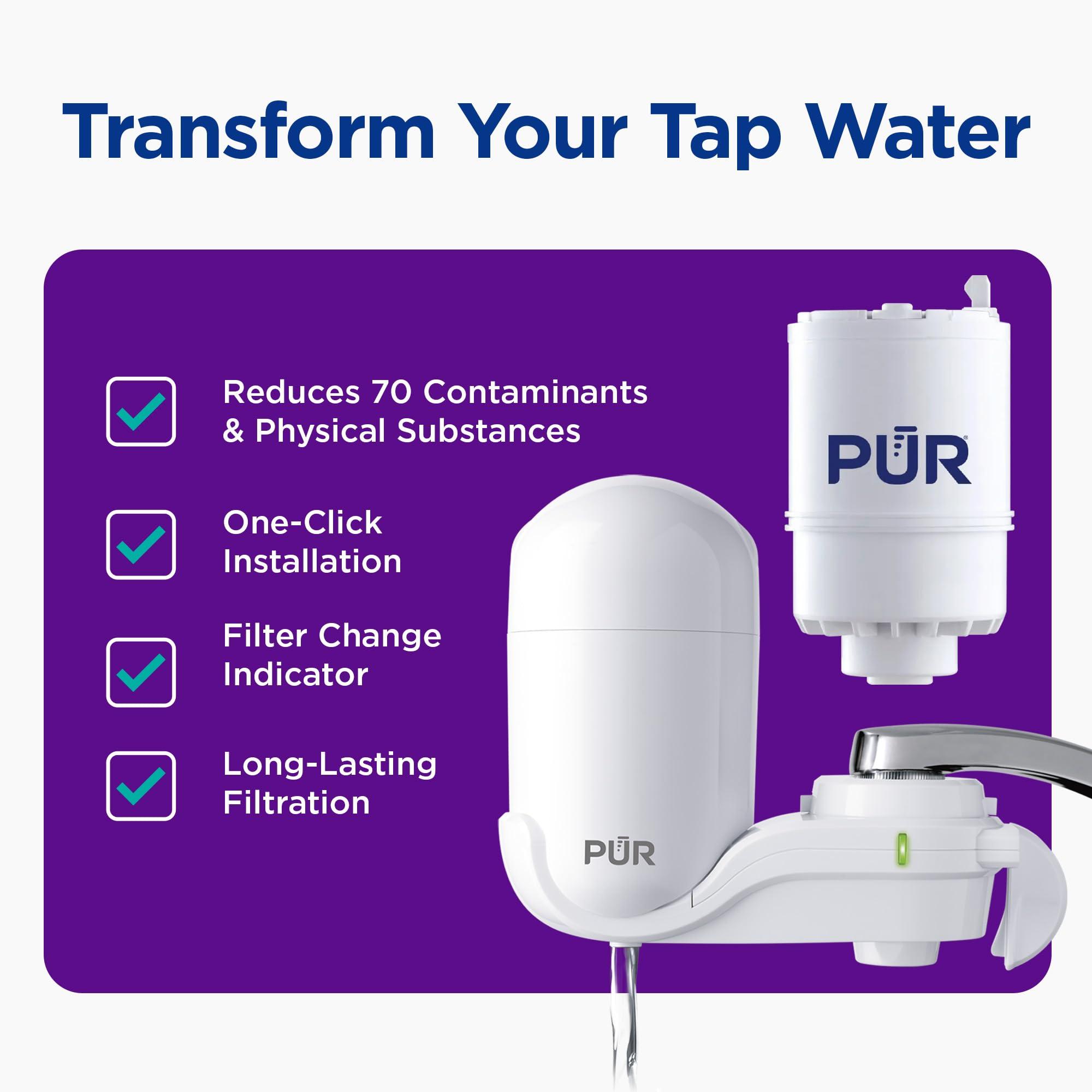 PUR PUR FM-3333B FM3333B Vertical Faucet Mount Water Filtration System with Lead Reducing Filter, 1.1, White