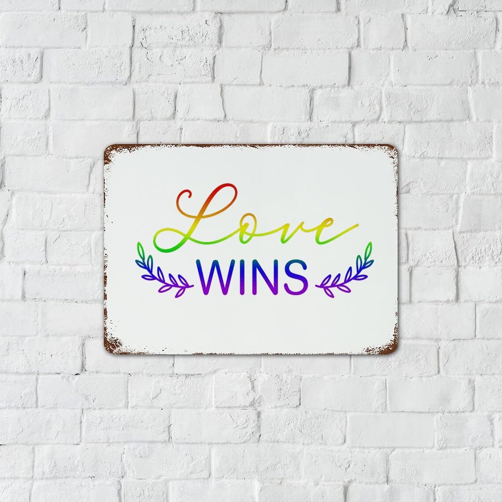 Generic Customized Metal Signs Love Wins Home Decor Terrace Indoor Outside LGBT Festivals Party Metal Sign 10x14 Inch