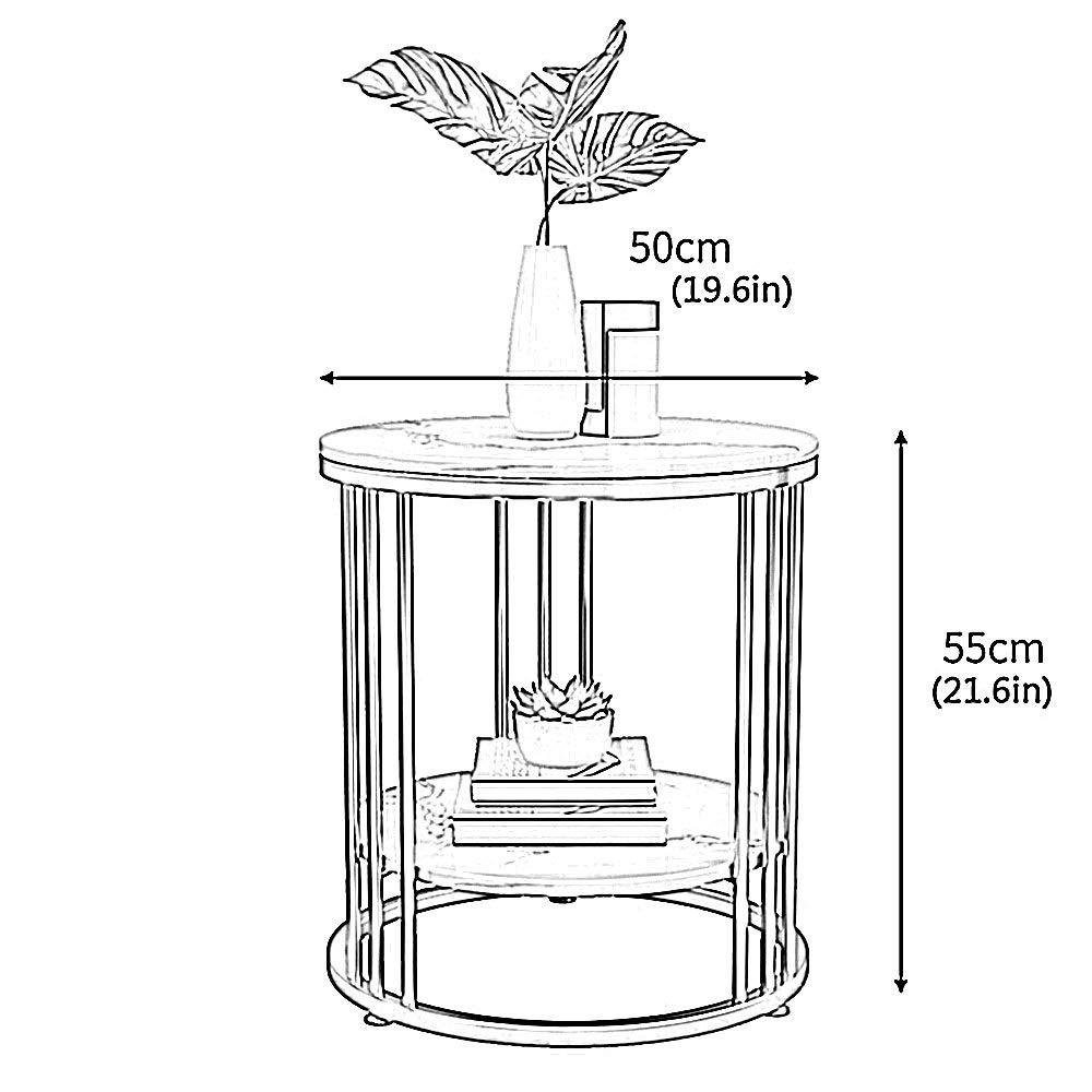 OUPAI FUFU Side Tables 2tier Storage Wrought Iron Side Table, Marble Side Table Light Luxury Round Coffee Table Living Room Sofa Side Table Snack Table Bedroom Bedside Table End Table
