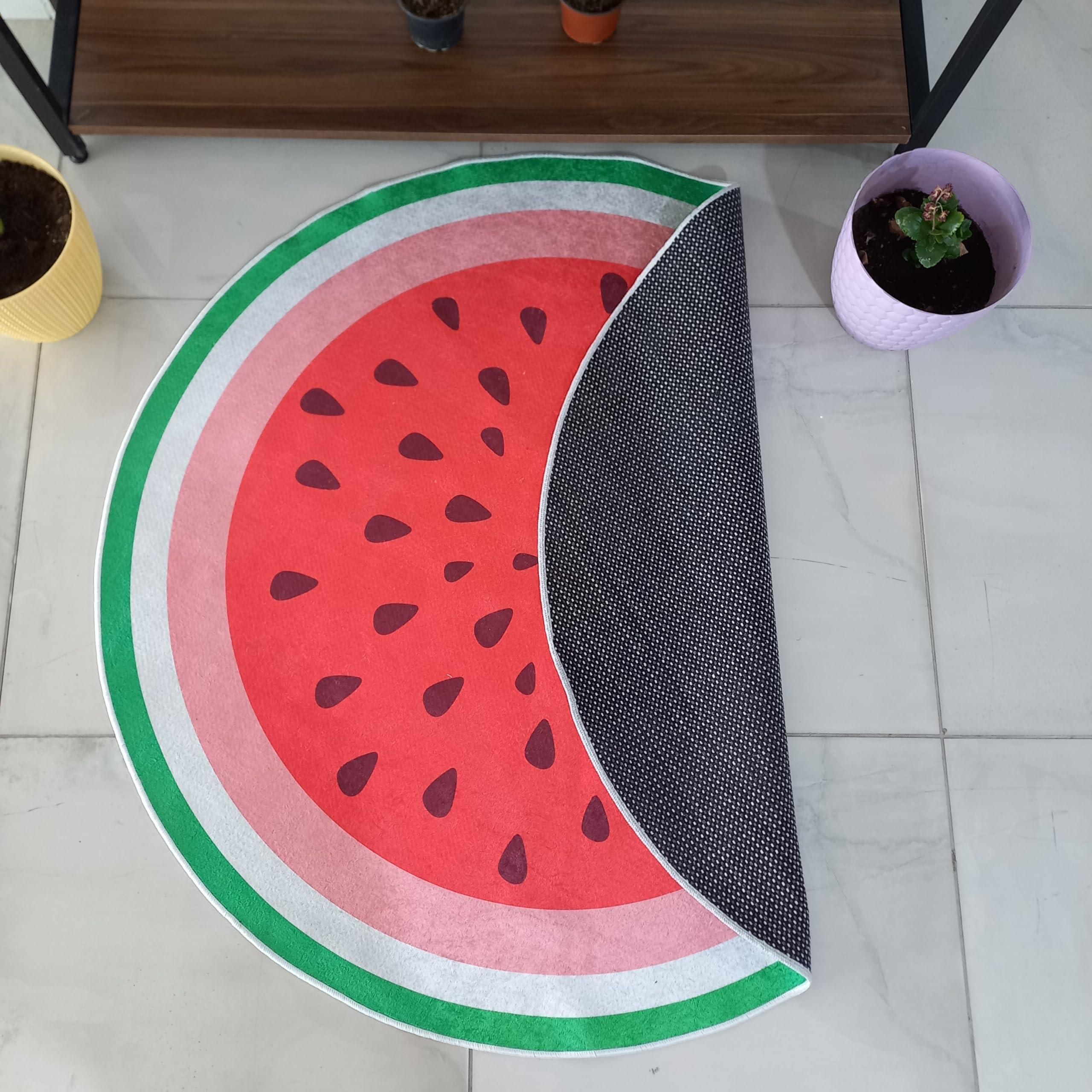 Rugendary Rugendary Cute Watermelon Fruit Rug Cool and Fresh Home Decor for Kitchen Kids Room Bathroom Bedroom Machine Washable Round Area Rug Summer Home Decoration Carpet (Economic Quality, 2.6x2.6 ft.)