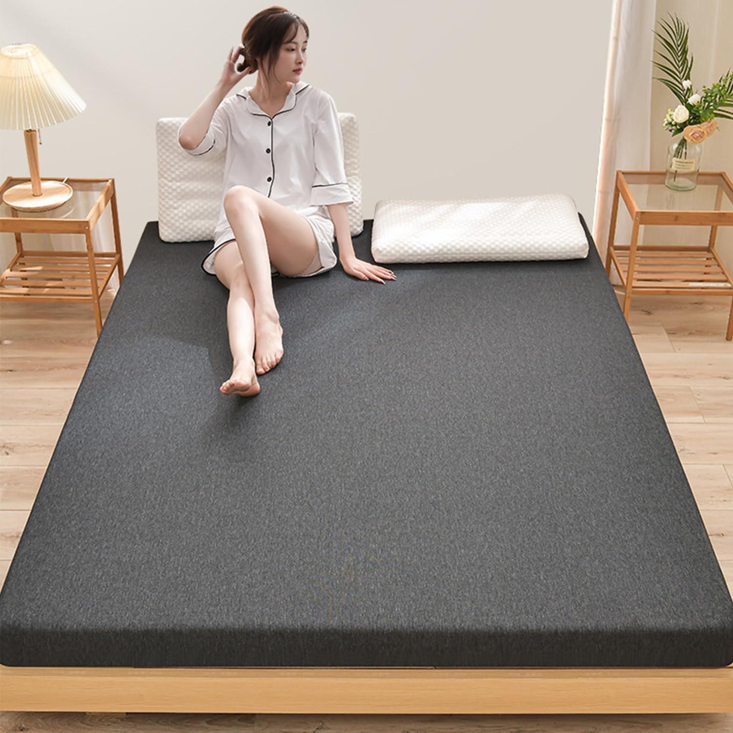 Generic Gel Memory Foam Mattress Topper,Cooling Mattress Pad Topper,Gel Infused Bed Topper with Removable Washable Cover,Memory Foam Mattress Cover,Breathable Futon Topper Pad,Black 3cm,120x190cm
