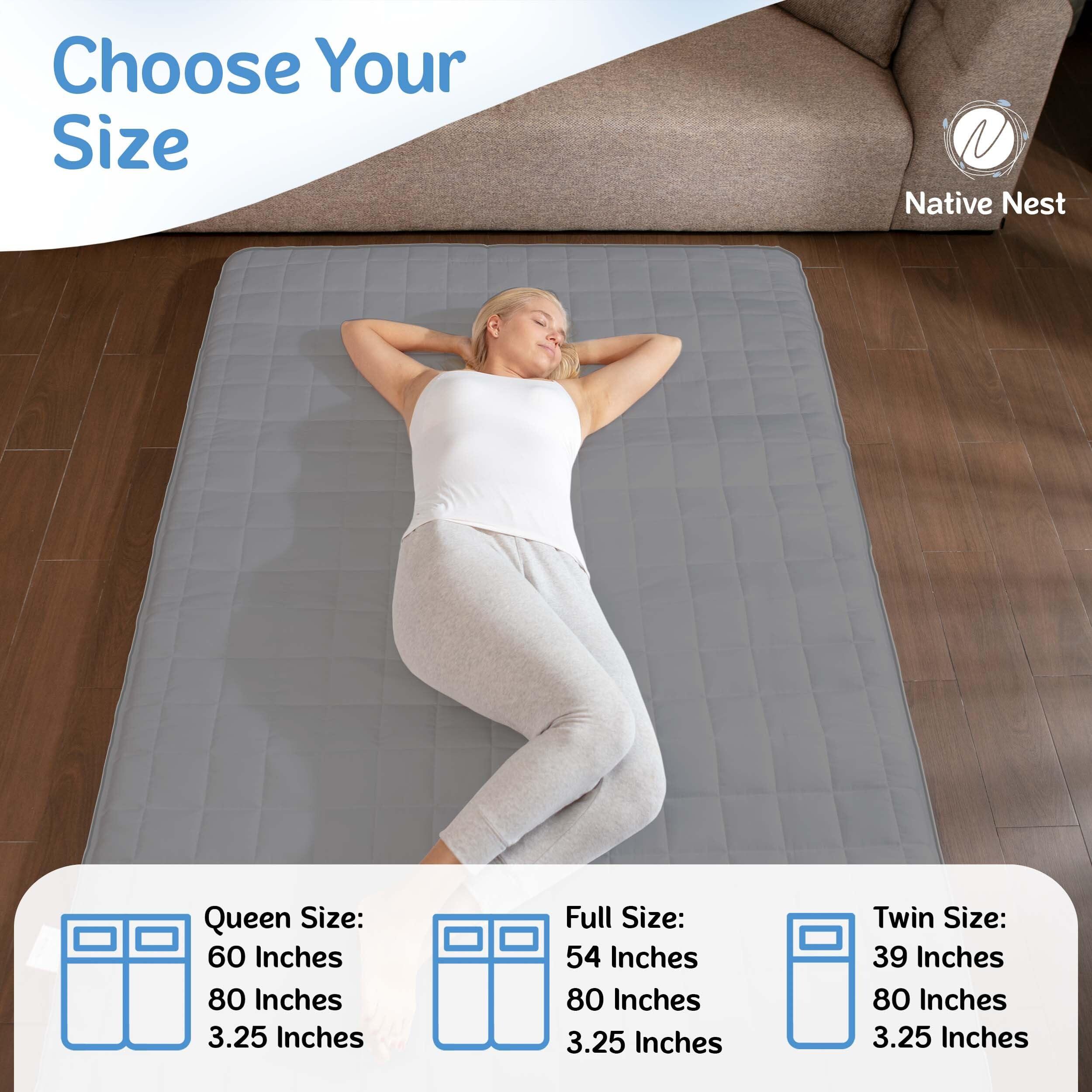 Native Nest Native Nest Japanese Futon Floor Mattress - Medium Firm Futon Mattress for Sleeping - Shikibuton - Foldable and Portable Japanese Bed (Grey, Twin)