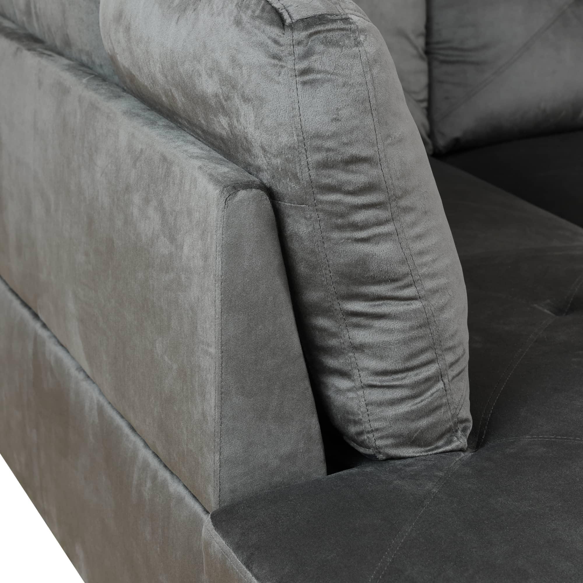 LOPOO LOPOO 3 Piece L-Shaped Sectional Sofa with 66.5'' Left Chaise Lounge, Storage Ottoman & Throw Pillows, 97'' Living Room Set, 5 Seat Upholstered Modular Sectional Couch for Apartment Grey Flannel