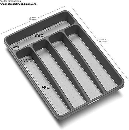 madesmart madesmart Classic Mini Silverware Tray, Soft Grip, Non-Slip Kitchen Drawer Organizer, 5 Compartments, Multi-Purpose Home Organization, BPA Free, Granite