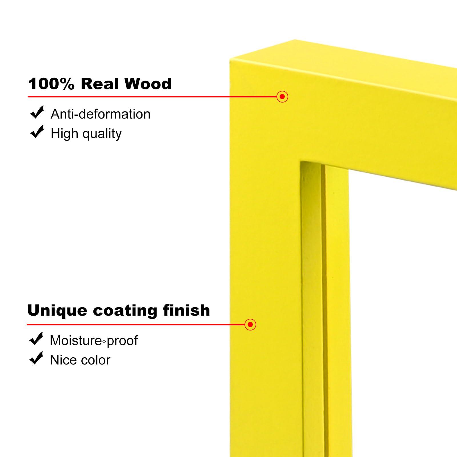 KINLINK KINLINK 6x8 Picture Frame Yellow,Wood Frame with Acrylic Plexiglass for Pictures 4x6 with Mat or 6x8 without Mat, Tabletop and Wall Mounting Display, 1 Pack