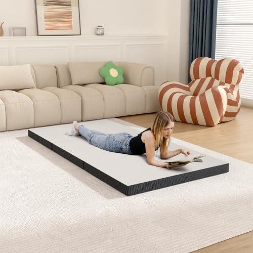 NiamVelo NiamVelo 3 inch Tri-Fold Twin XL Folding Mattress - Luxurious Memory Foam Mattress, Twin Bed Mattress, Perfect for College Dorms and Compact Spaces - Unfold Relaxation Anywhere (3 in, Twin XL)