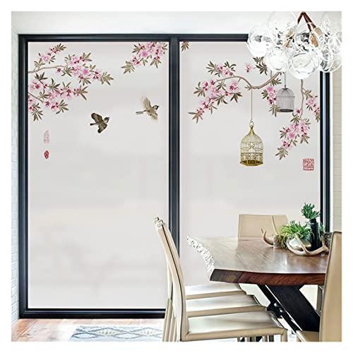 WaLdor Window Privacy Film Flower Window Film Privacy Birds Glass Sticker Window Coverings Window Tint for Home Decor Glass Window Film Window Decals (Color : A, Size : 40x60cm)