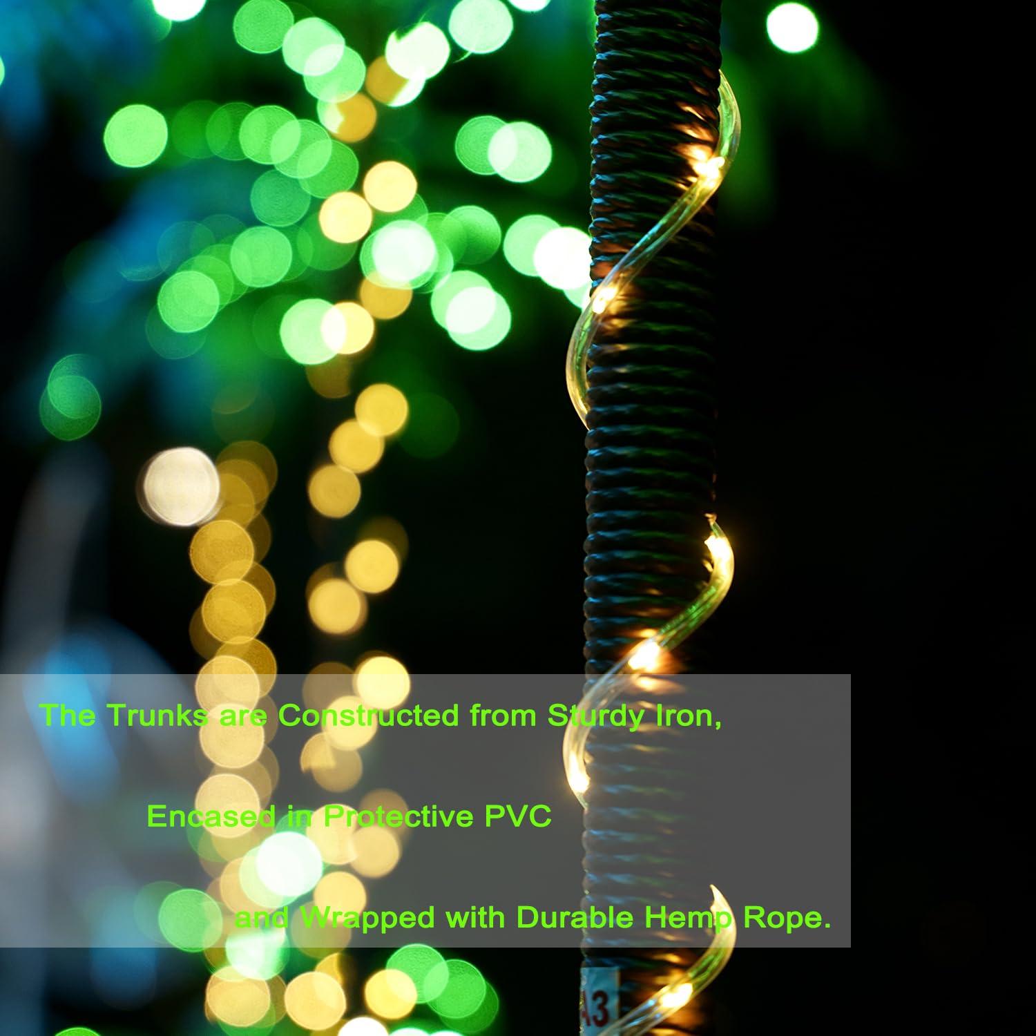 SOSHOT SOSHOT 7FT Lighted Artificial Palm Tree with Three Trunks and 260 LED Lights - Ideal for Outdoor/Indoor Use, Perfect for Tiki Bars, Patios, Homes, Offices, Beaches, Yards Pool, and Cruise Party