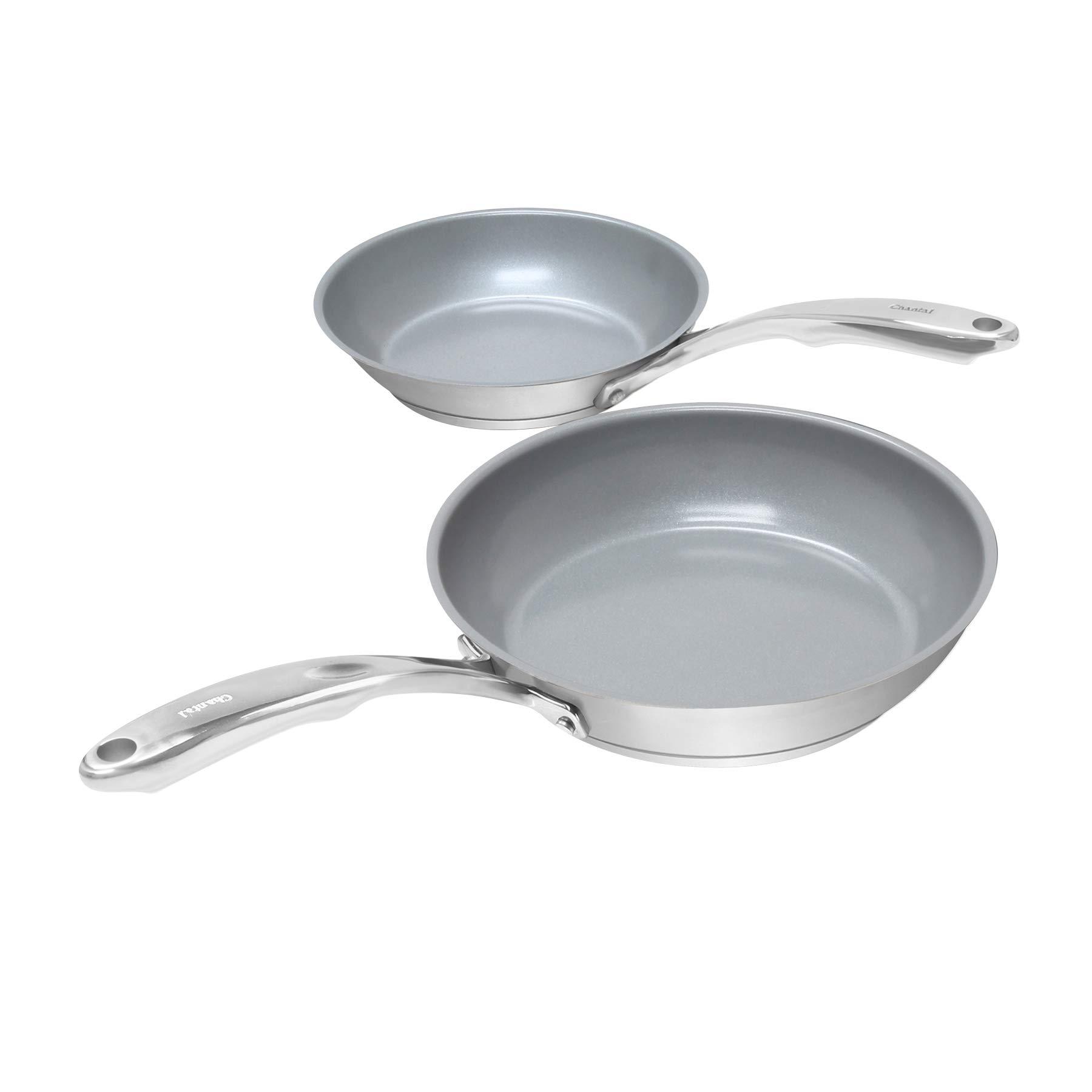 Chantal Chantal SLIN-2024C 2-Piece Induction 21 Steel Ceramic Coated Fry Pan Set, 8-inch and 10-inch, Brushed Stainless