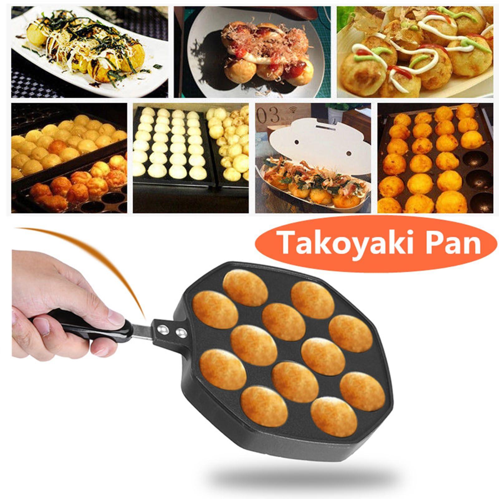 Gavigain Mini Pancake Pan, Cast Iron Aebleskiver Pan with 12 Cavities Aluminum Ebelskiver Pan Griddle Half Sphere Takoyaki Maker for Pancake Maker, Danish Stuffed, Baking Cooking