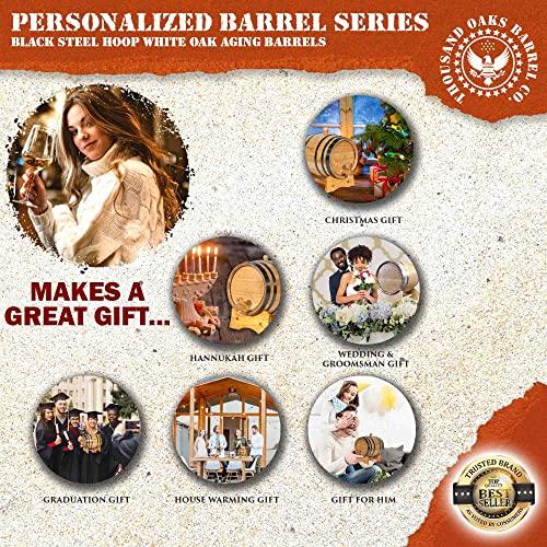 THOUSAND OAKS BARREL Personalized 5 Liter Oak Wine Barrel (1 gallon) with Stand, Bung, and Spigot | Age Cocktails, Bourbon, Whiskey, Beer and More! | Engraved Custom Wine Barrel (V16) Design