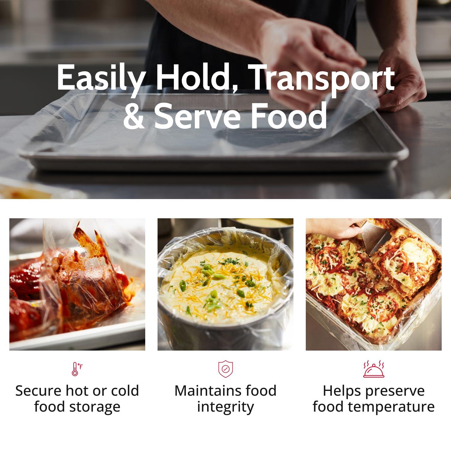 PanSaver PanSaver Hotel Clear Round Pan Liners for Easy Clean Up - Disposable Buffet Pan Liners, Ovenable up to 400F (6 & 7 Quart Round Pan Liner - 15 x 15 IN)