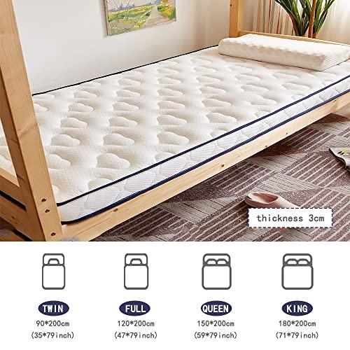 Generic Futon Mattress for Kids Room Tatami Japanese Floor Mat Queen Roll Up Camping Mattress Foldable Tatami Mat Sleeping Pad Single Double Mattress Topper for Student,Grey1,150x190cm