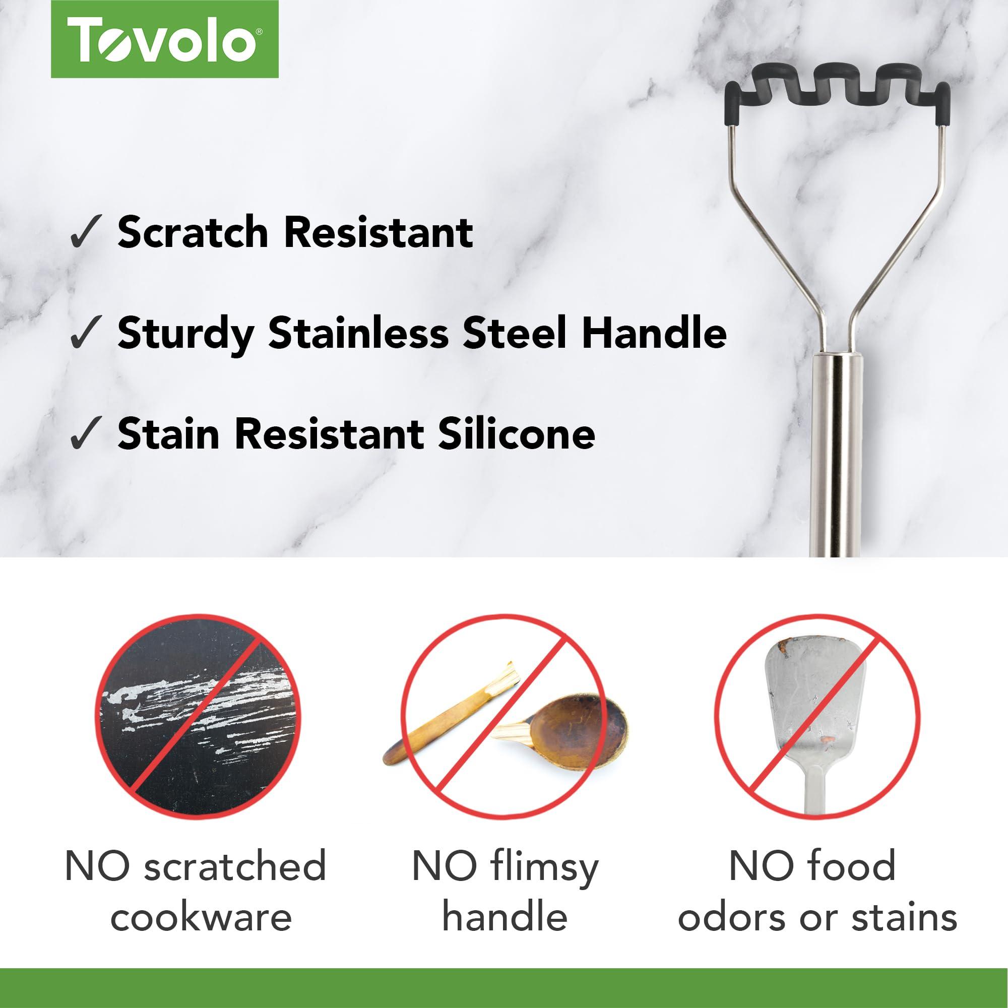 Tovolo Tovolo Silicone Potato, Stainless Steel Handle & Core, Food Mashers Kitchen Utensil, Vegetable Ricer & Avocado Blender, Scratch Heat-Resistant, Charcoal