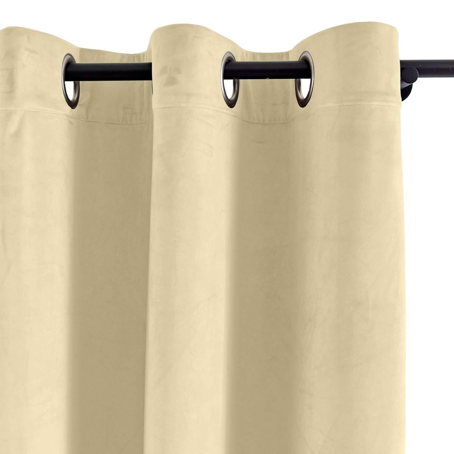 Macochico Macochico Thermal Velvet Blackout Curtains - Classic Velvet Woven Home Nickle Grommet Velvet Drapes for Bedroom Club Home Theater 84 x 84 Inch Cream (1 Panel)