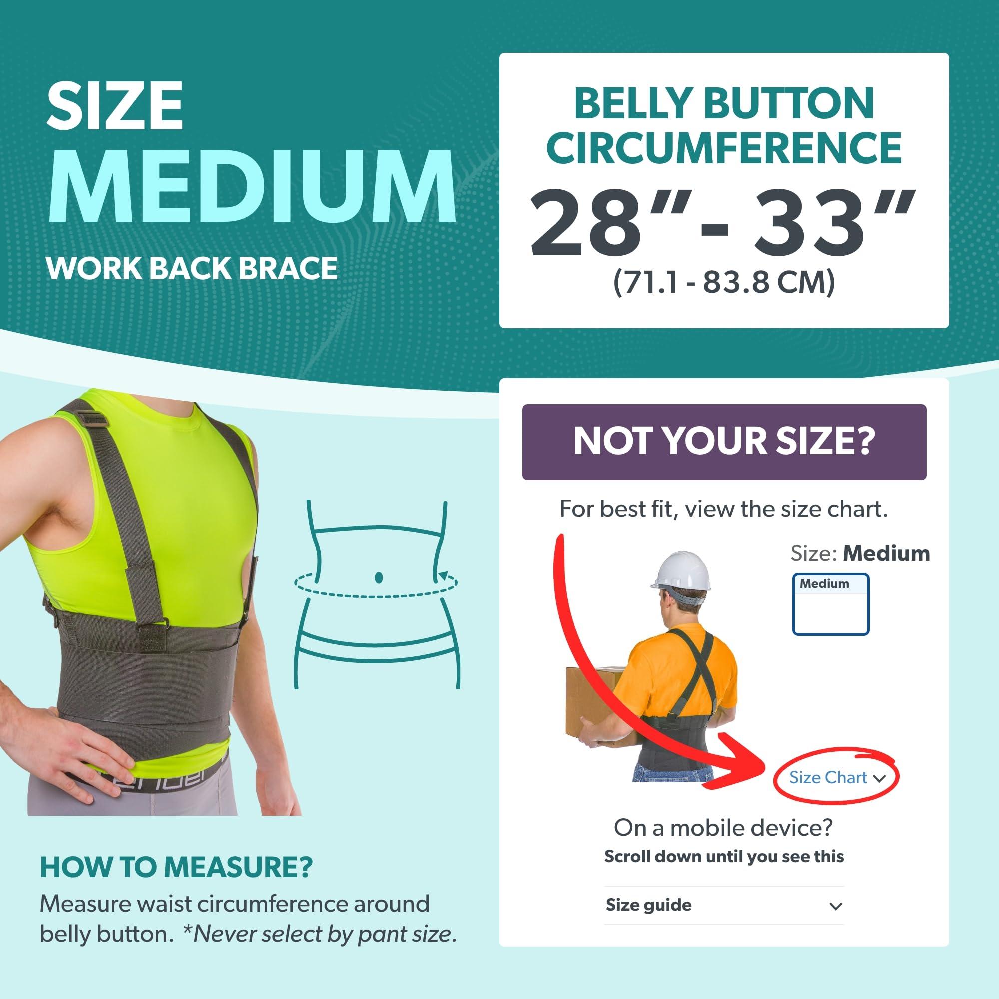 BraceAbility BraceAbility Work Back Brace - Removable Suspender Shoulder Straps for Heavy Lifting Safety - Industrial Lower Back Pain Protection Belt for Men and Women in Construction, Moving, Warehouse Jobs (M)