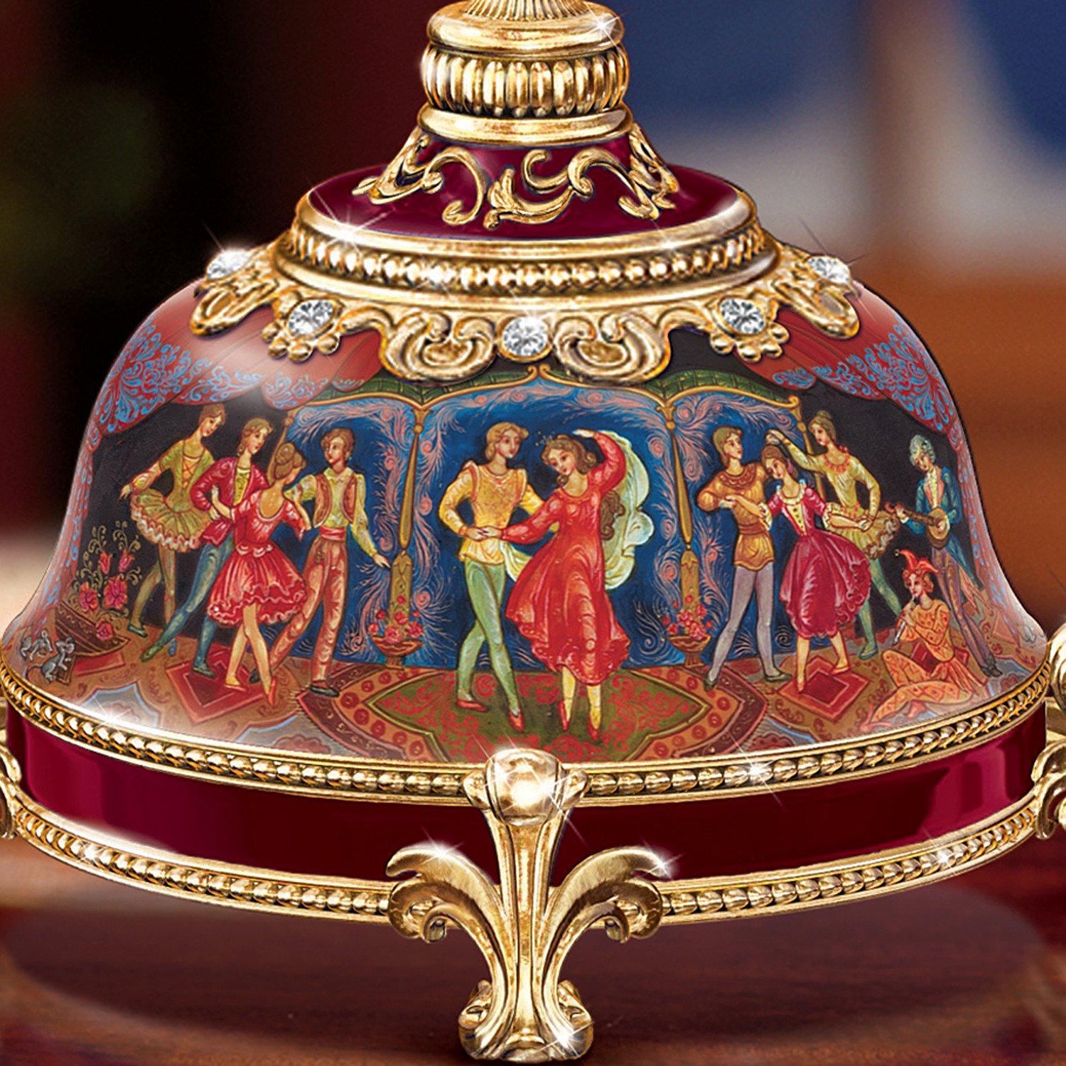 The Bradford Exchange The Nutcracker Musical Egg Christmas Decor Peter Carl Faberg-Style with More Than 100 Hand Set Simulated Gems 22k Gold Scroll Made of Heirloom Porcelain