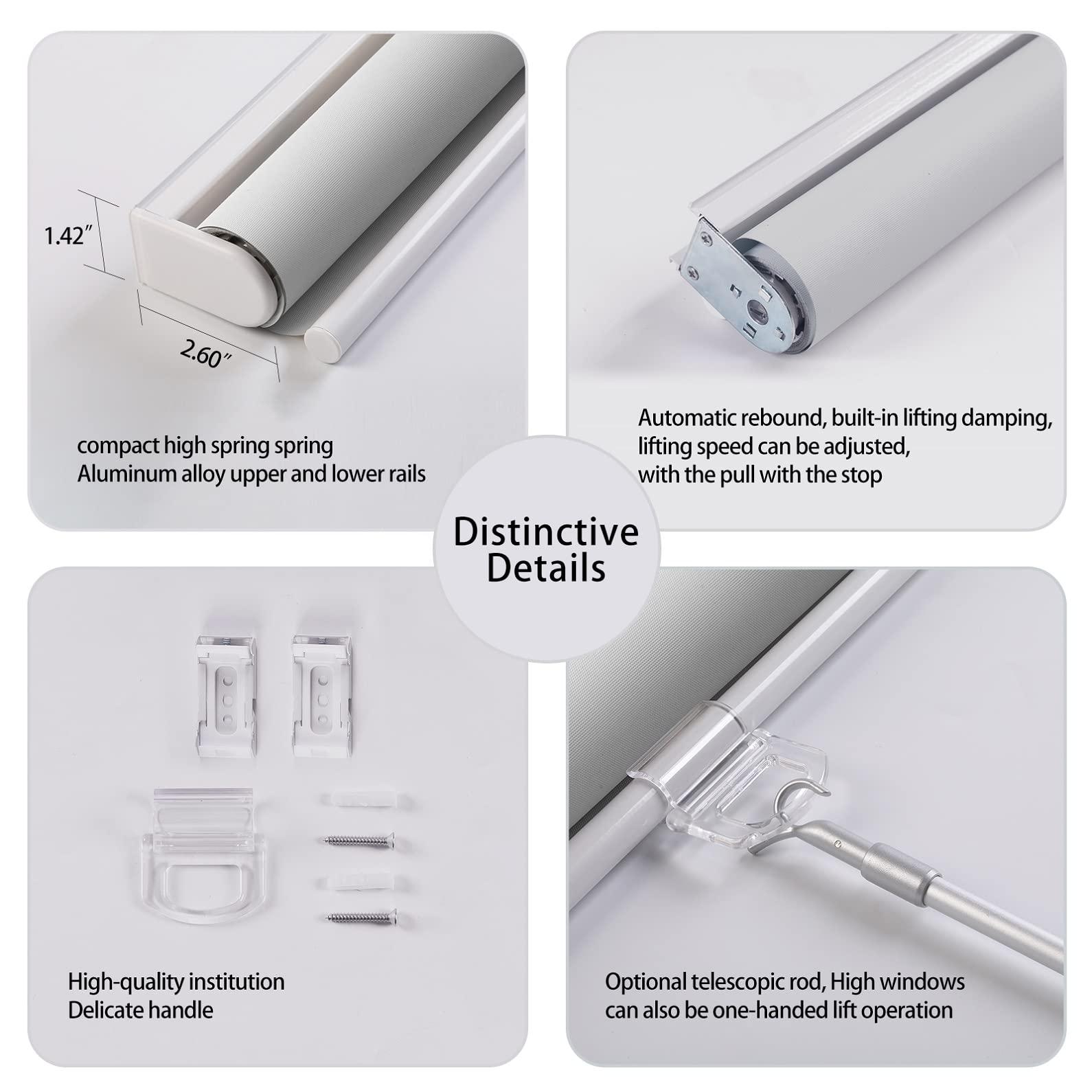 Sulugood Sulugood Cordless Blackout Roller Shades Cordless spring-roller shades, Household Commercial, Anti UV Glare Blackout View Spring Blinds.White,35" W x 72" H