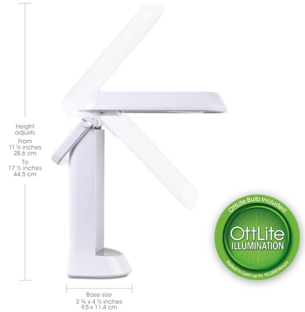 OttLite OttLite 717WG3 13-watt Refresh Task Lamp, 4.56\" x 5.75\" x 12.06\", White Finish