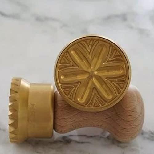 LA GONDOLA La Gondola Homemade Ravioli Stamp - Round Corzetti (Corsets) 1.97in | Italian Pasta Making Tool for Home and Business | Brass & Natural Wood | Easy to Use Ravioli Stamp | Ravioli Cutter Made in Italy