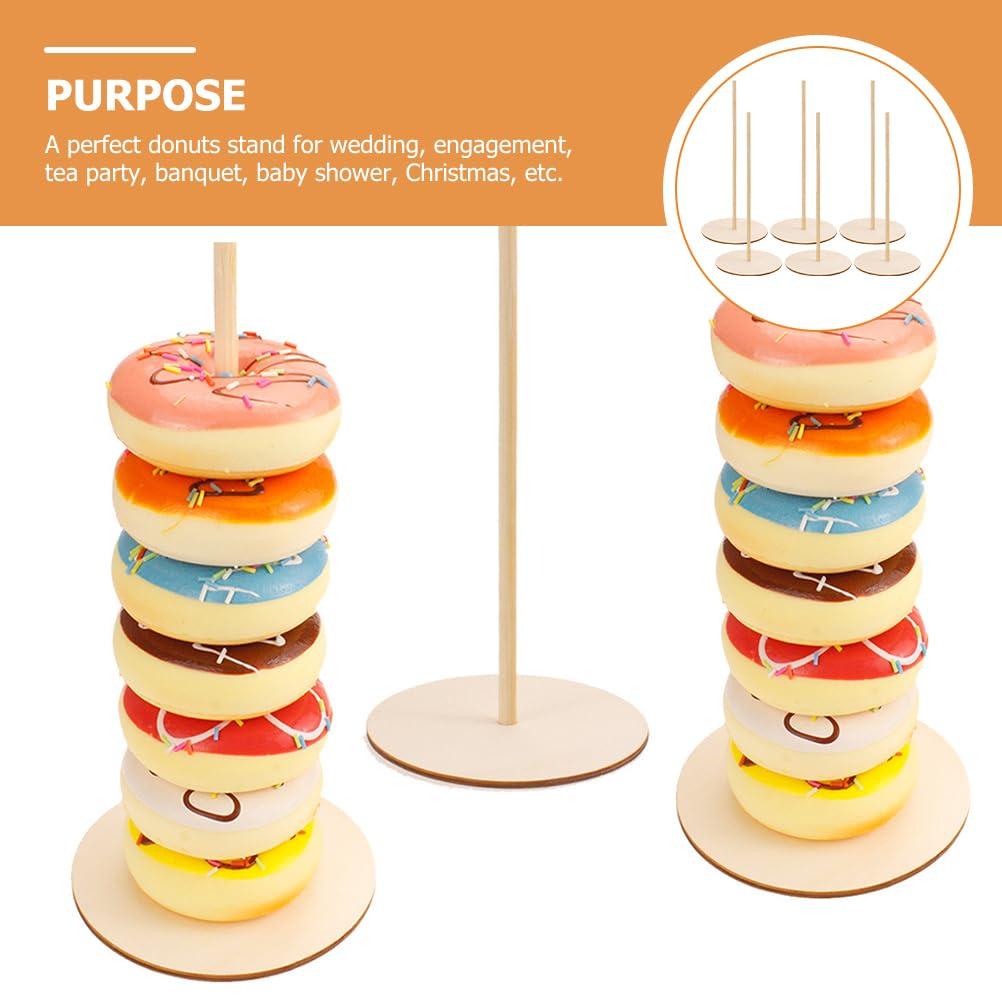 Abaodam Abaodam 8 Pcs Donut Tower Bagel Holder Stand Onion Ring Holder Treat Stands Donut Stand for Party Wood Donuts Bar Dessert Table Stands Donuts Treat Stand Donut Bar Wooden Decorations Baby