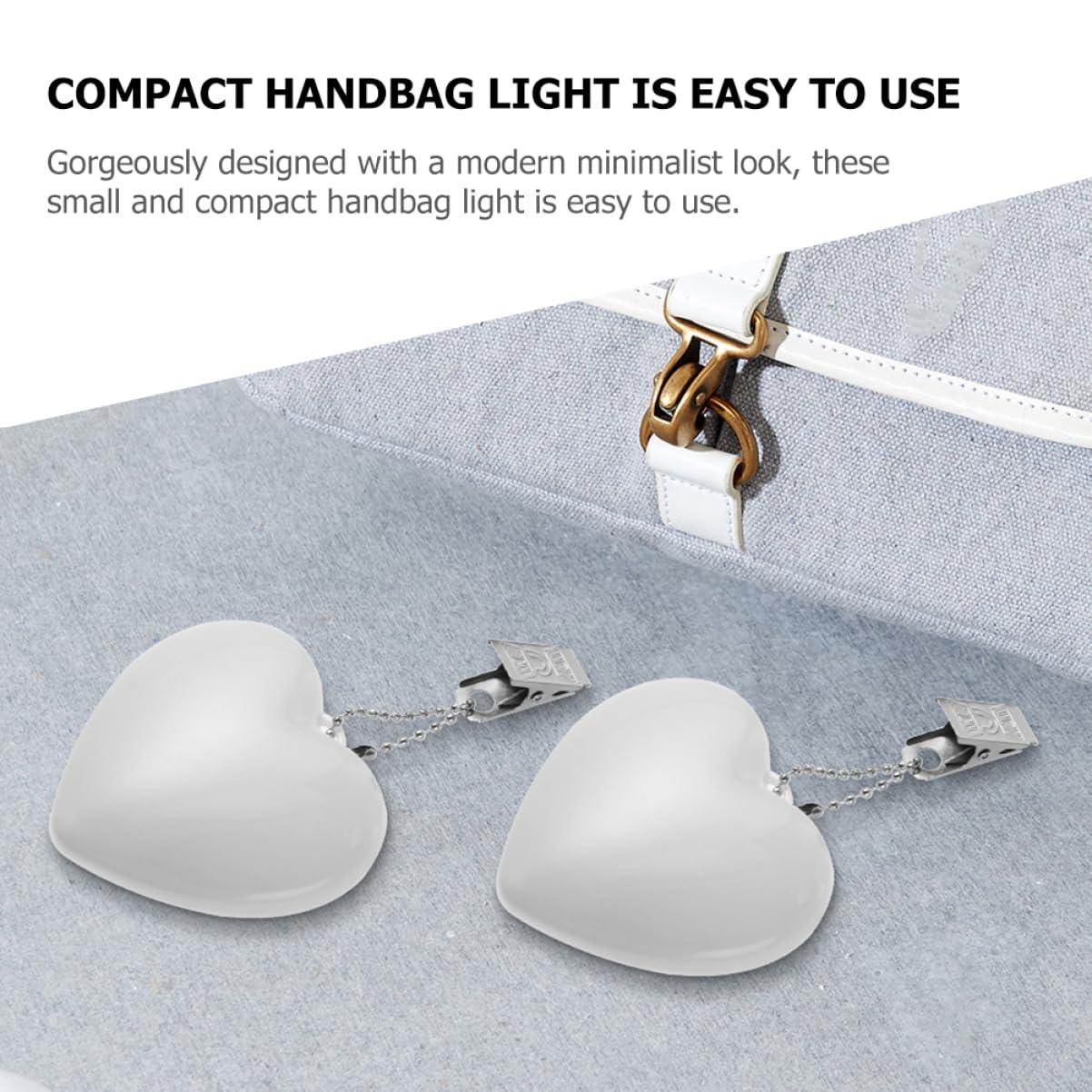 HOLIDYOYO HOLIDYOYO 3 Pcs Sensor Night Ladies Handbags with Automatic Sensor Mini Heart Purse Light for Bag at Night Button Battery White