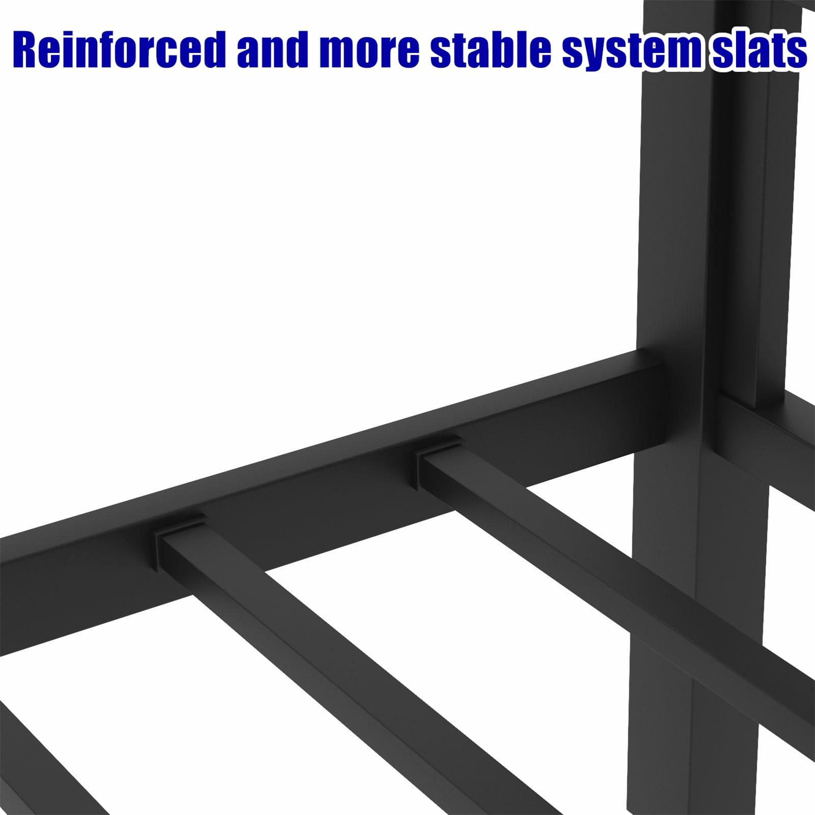 SIGONE SIGONE Stronger and Safer Metal Steel Bunk Bed Frame Queen Over Queen Size, Heavy Duty More Stable Thickened Black Metal Bunk Queen Bed (Easier to Assemble) (Queen Over Queen)
