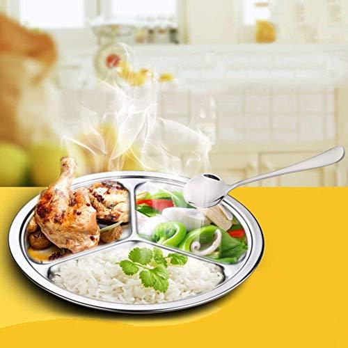 TEERFU TEERFU Stainless Steel Divided Plate Set: 3 Section Set of 2 Serving Trays Great for Camping,Lunch and Dinner Plates