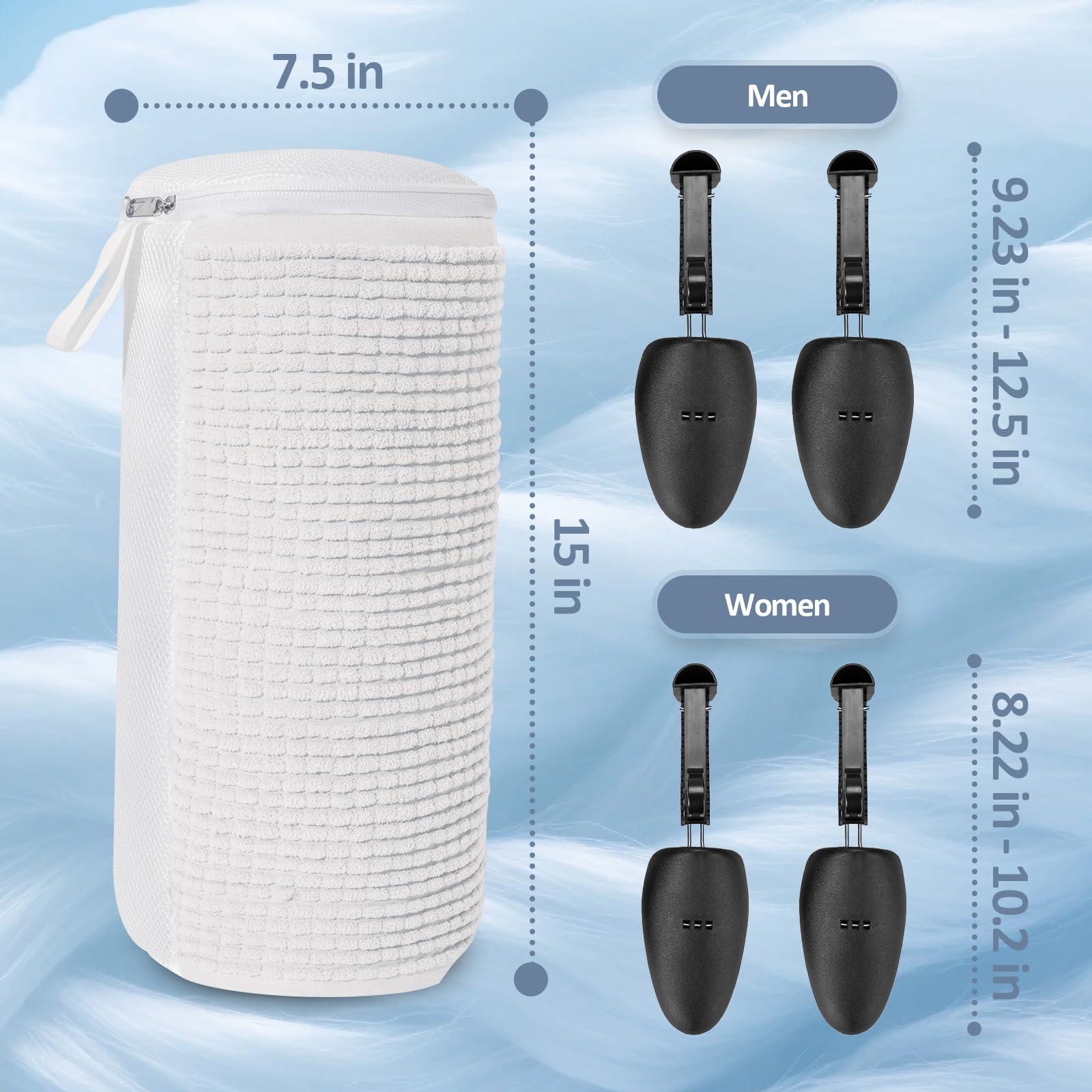 LDYDGQMY Shoe Washing Machine Bag, 360 Wrap-around Cleaning Laundry Bags with 2 Adjustable Shoe Trees, Reusable Wash Bag Lockable Zipper with Fluffy Fibers for Sneaker Gym Shoe