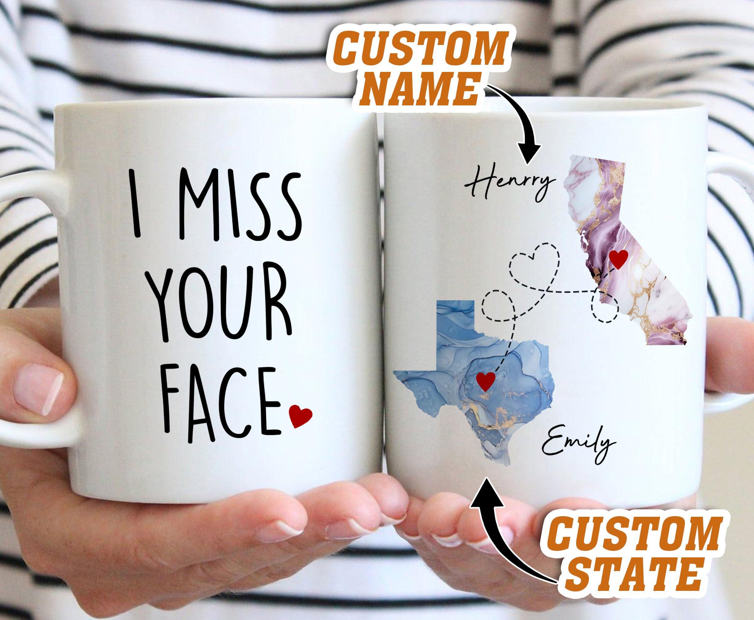 DALATSO I Miss Your Face Mug, Best Friends Coffee Mug, Custom Mugs With Names, Christmas Birthday Gifts For Women, Friendship Funny Mug, Long Distance Mug, Moving Away Gifts For Best Friend Sisters Mom Gifts