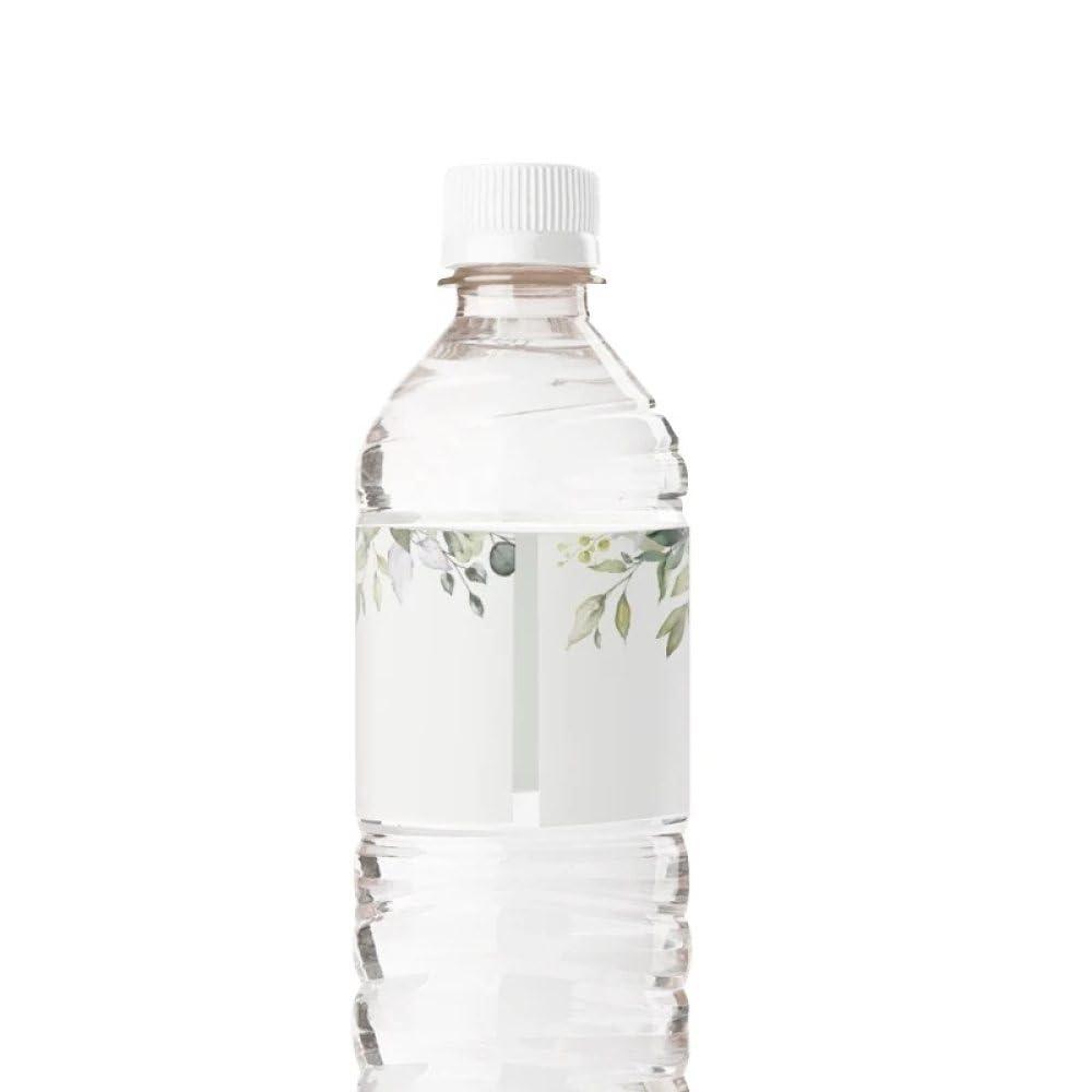 Zlatomu Personalised Water Bottle Labels - Plant Leaves Pattern Text Custom Bottle Stickers, Waterproof Bottle Label for Weddings G