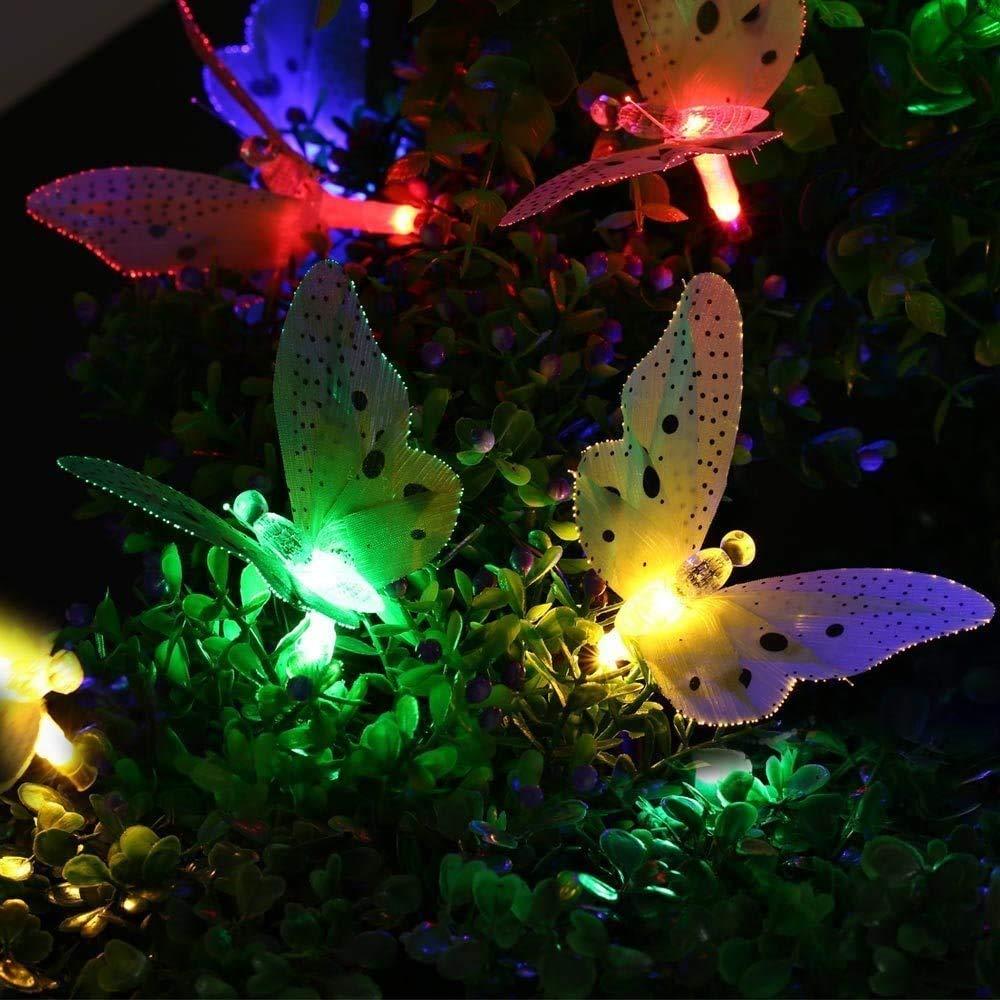 Berocia Berocia Butterfly Solar String Lights Outdoor, 12 LED Waterpoof LED Solar Butterfly Lights Outdoor Indoor for Bedroom