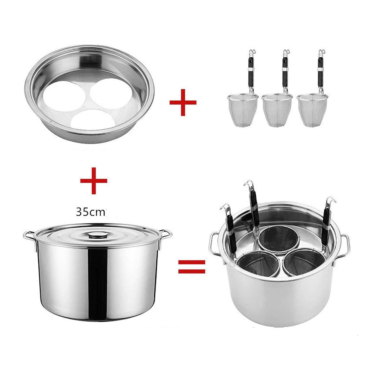 UTOYA UTOYA Stainess Steel Pasta Cooker W/Inserts, Cookware Stockpot With Divider And Colander Strainer, Heavy Duty Induction Pot, Induction, Ceramic, Glass And Halogen Cooktops Compatible (Color : 3 Hole