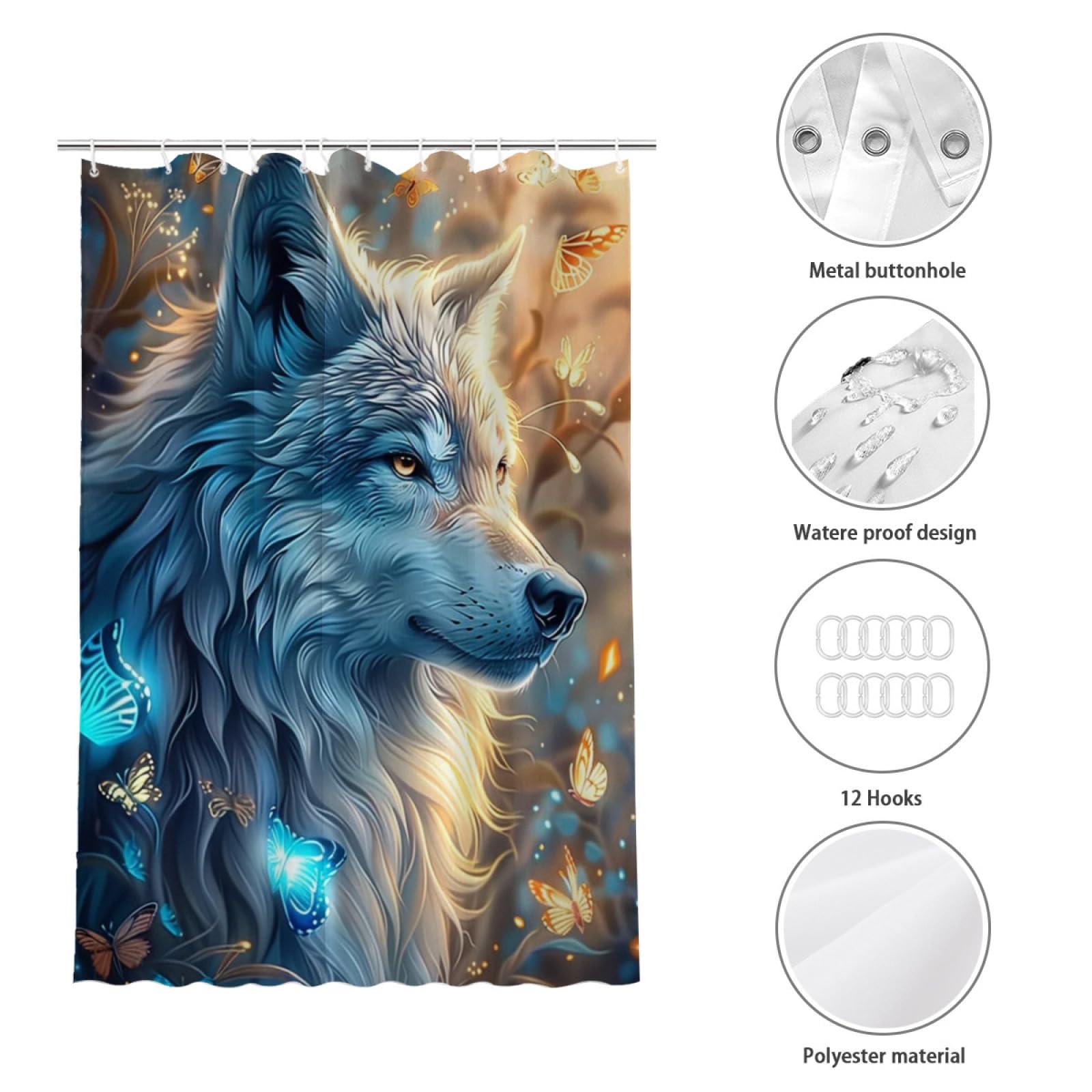Snuqevc Snuqevc Fantasy Wolf Shower Curtain Bathroom Set for Kids Adult, Home Decor Waterproof Fabric Bath Decor 36 x 72 Inch