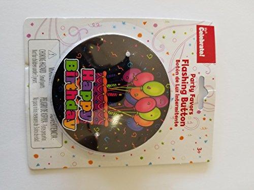 KSG Toys 3 inch diameter Happy Birthday Light Up Display Flashing On/OFF Button Party Favors gift bags pin, SET OF 12