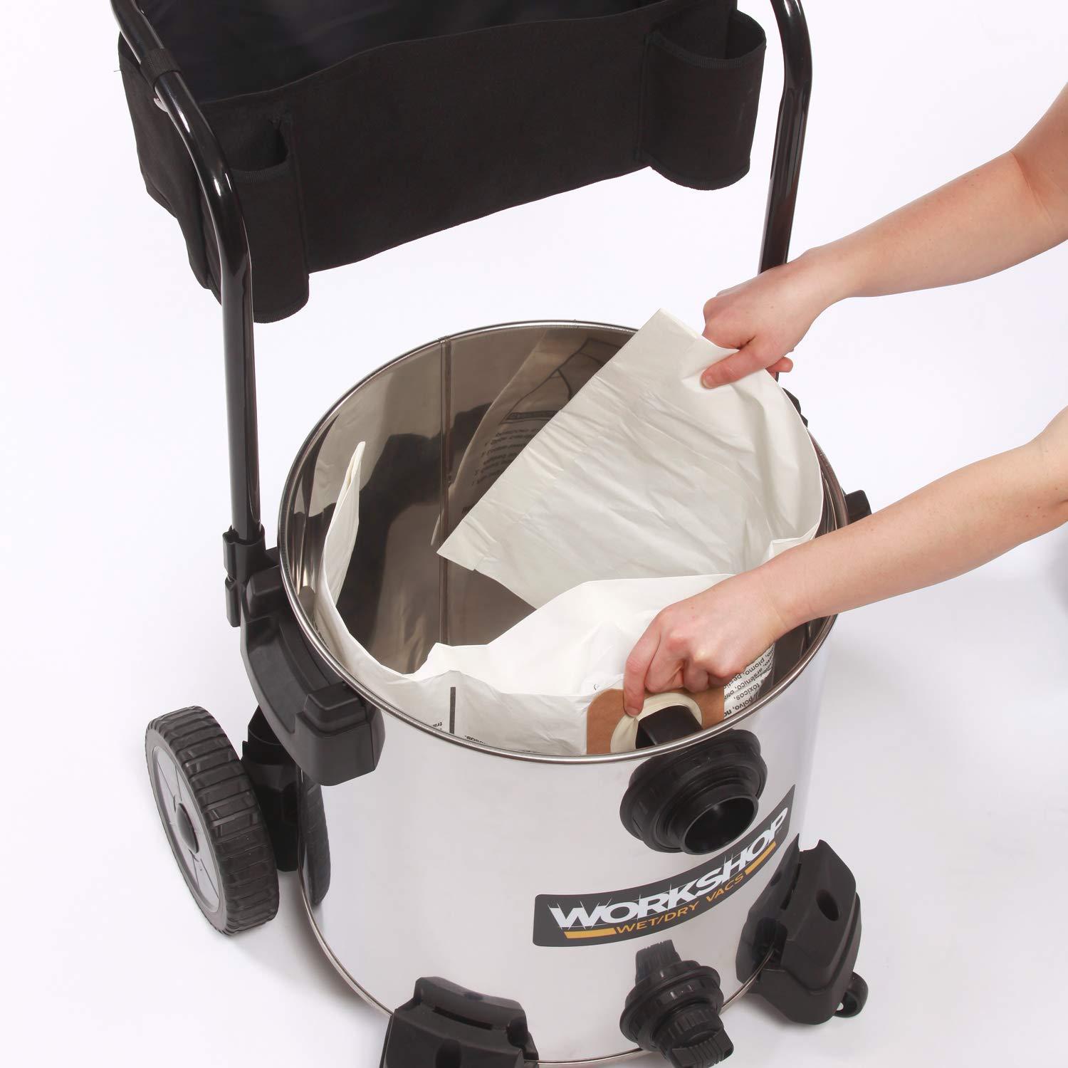 WORKSHOP Wet/Dry Vacs WORKSHOP Stainless Wet Dry Vac WS1600SS Heavy Duty Stainless Steel Wet Dry Vacuum Cleaner, 16-Gallon Stainless Steel Shop Vacuum Cleaner, 6.5-Peak HP Wet And Dry Vacuum