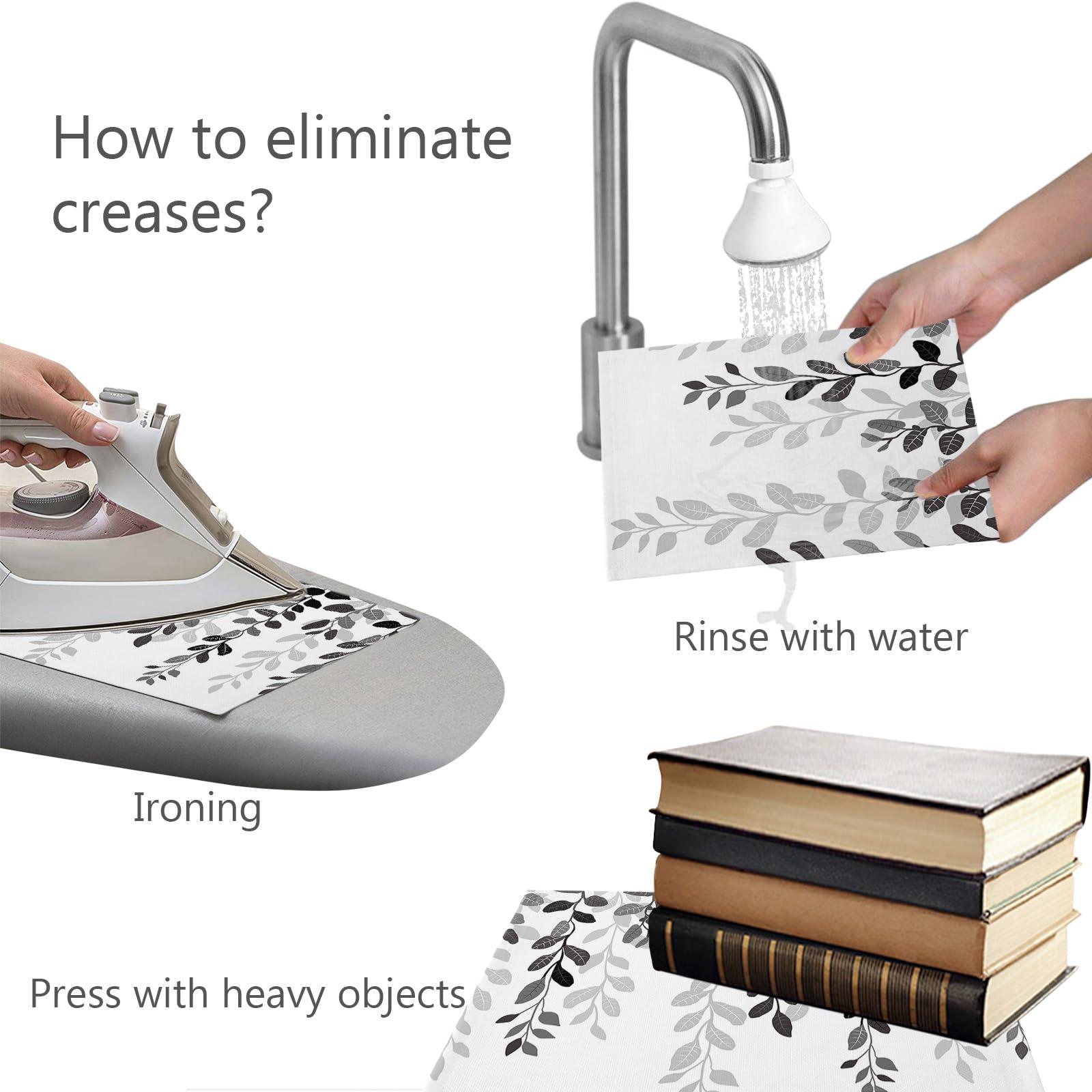 Gehucoxee Black Grey Botanical Placemats for Dining Table Set of 4, Washable Placemats Cotton Linen Place Mats for Kitchen/Dining, Farmhouse Table Mats Country Leaves Geometric Texture