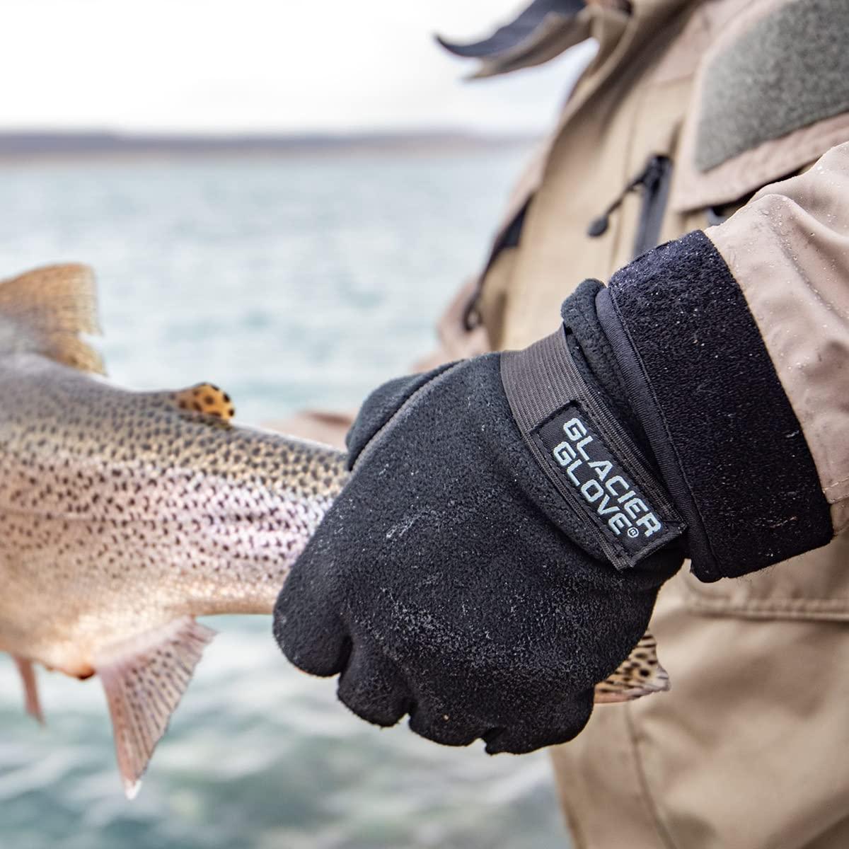 Glacier Glove Glacier Glove Unisex Alaska River Fingerless Lightweight Breathable Non-Slip Grip Fishing Gloves with Elasticized Cuffs | for Outdoors, Fly Fishing, Paddling, Hiking, Black, Large