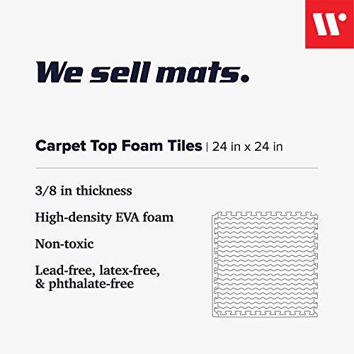 We Sell Mats We Sell Mats 3/8 Inch Thick Interlocking Foam Carpet Tiles Durable Carpet Squares Anti Fatigue Support for Home Office or Classroom Use, 24 in x 24 in