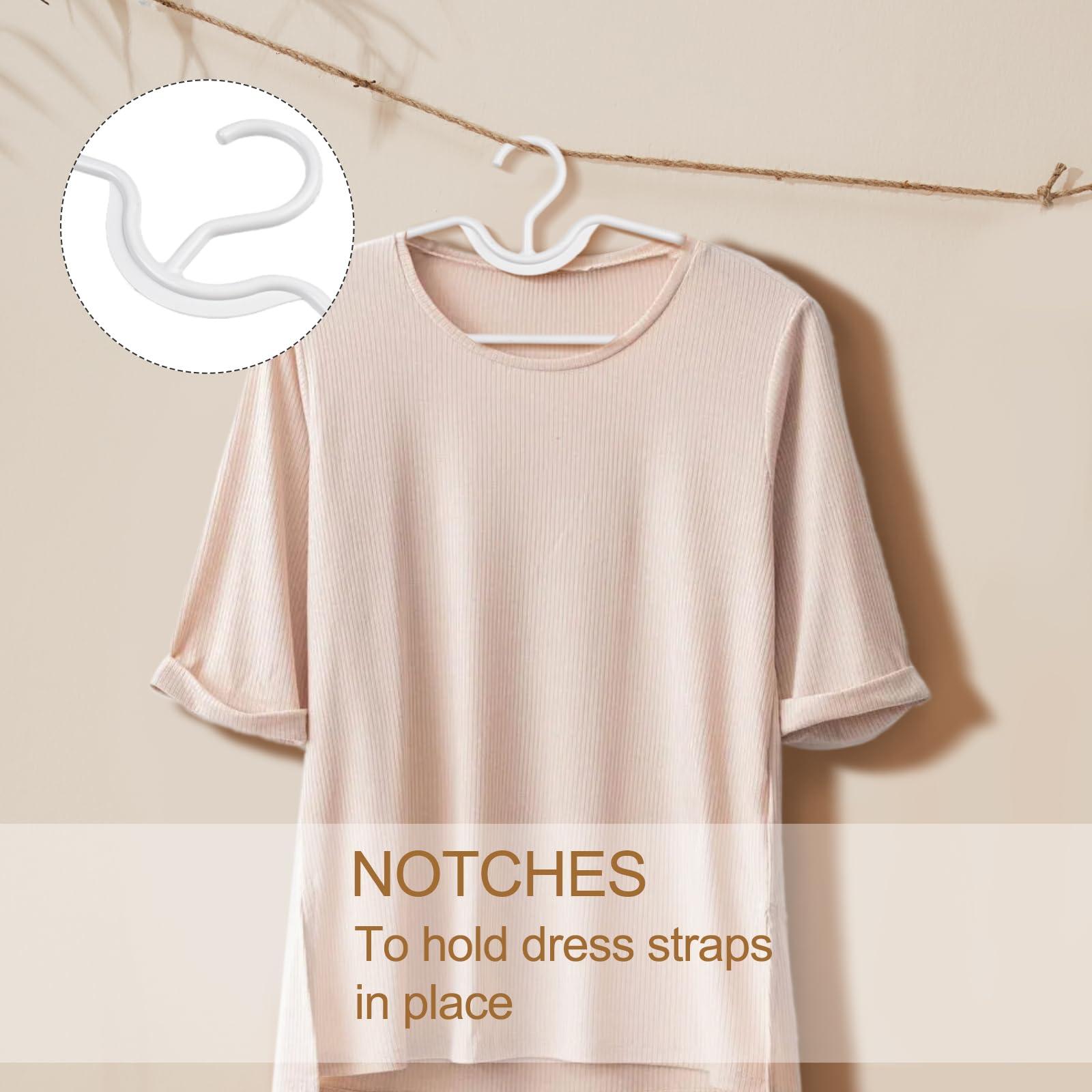 CRIDENG 10Pcs Clothes Hangers, Short Neck Hangers, Plastic Hangers, Non-Slip Shirt Clothes Hangers, No Shoulder Bump Suit Hangers